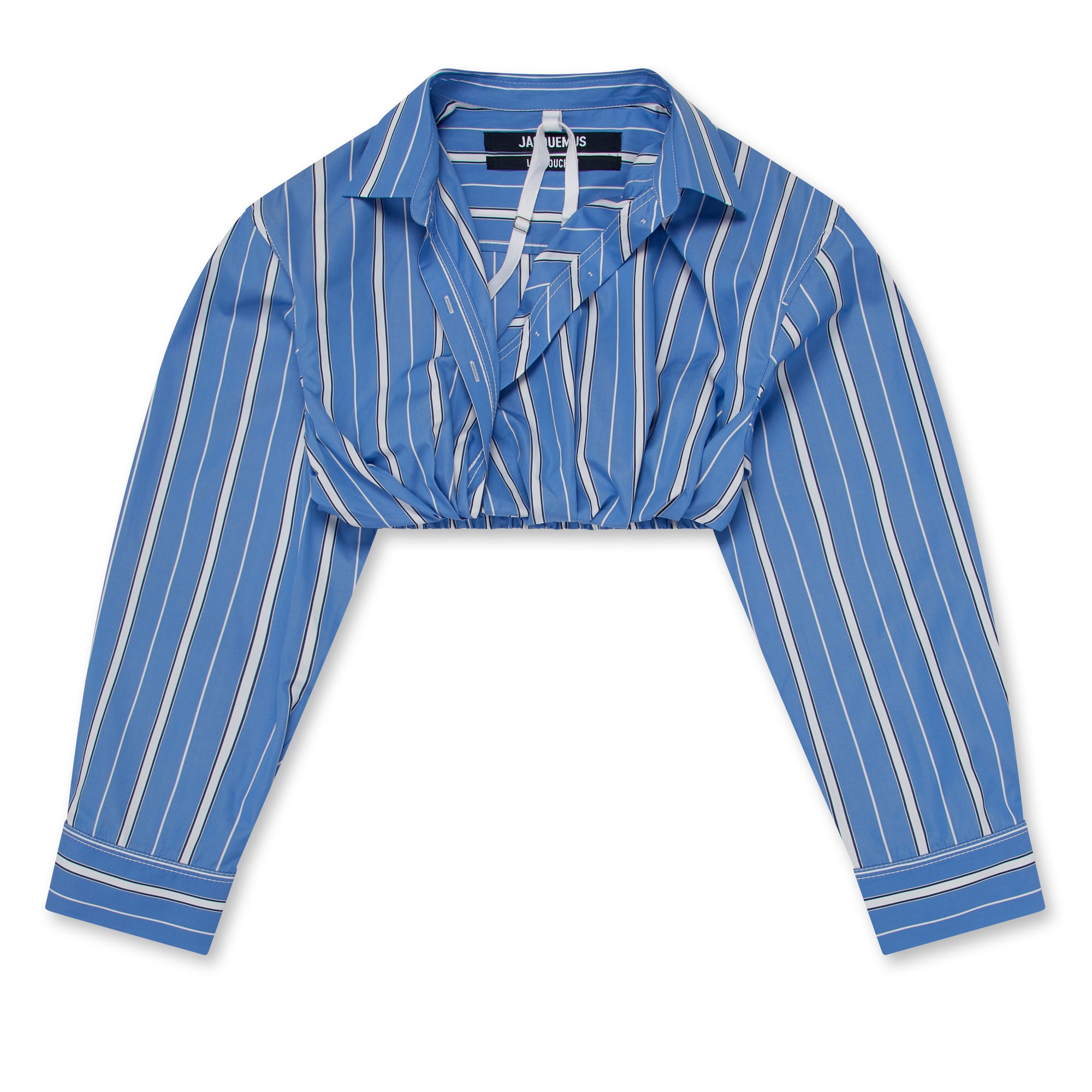 Jacquemus - Women’s La Chemise Bahia Courte Cropped Shirt - (Blue Stripe) view 1