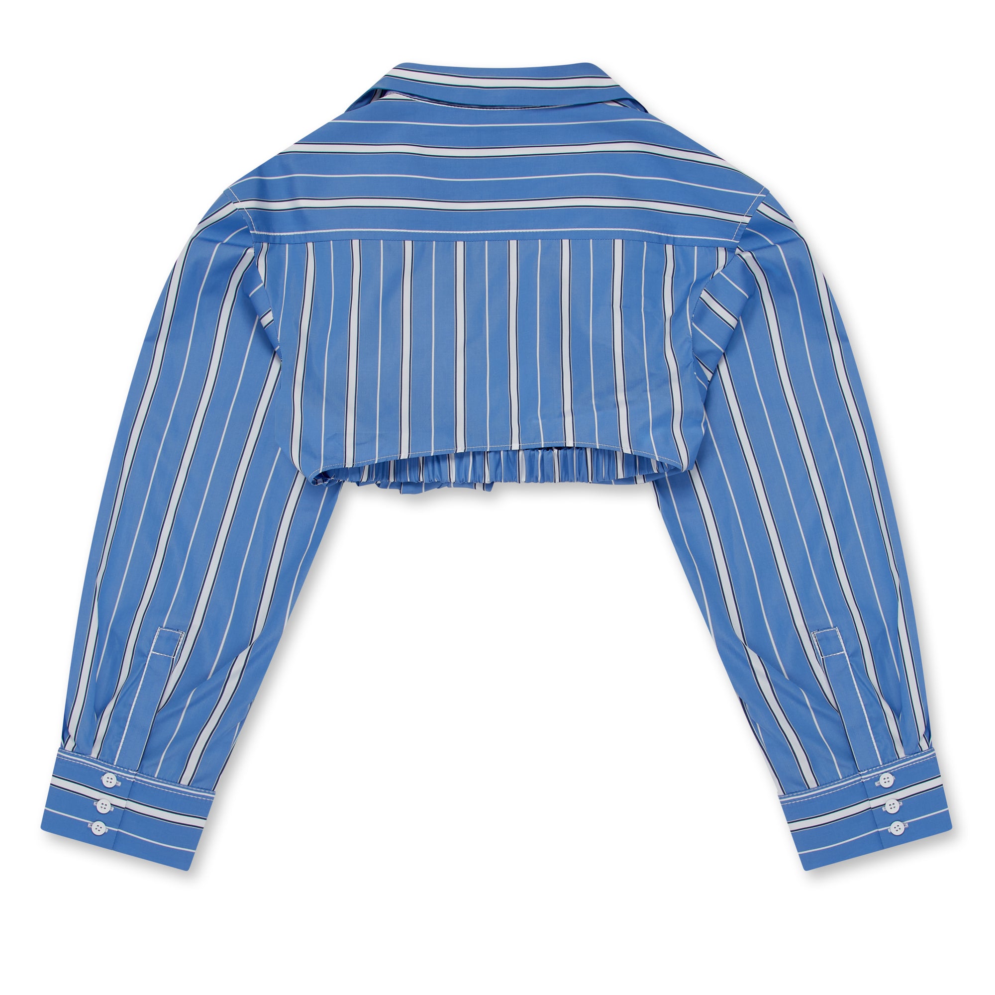 Jacquemus - Women’s La Chemise Bahia Courte Cropped Shirt - (Blue Stripe) view 2