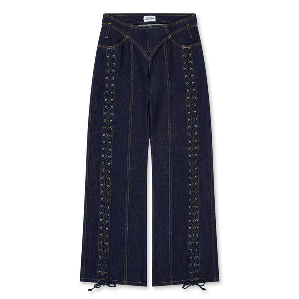 Jean Paul Gaultier - Women’s Low Waist Large Denim Trouser - (Indigo)
