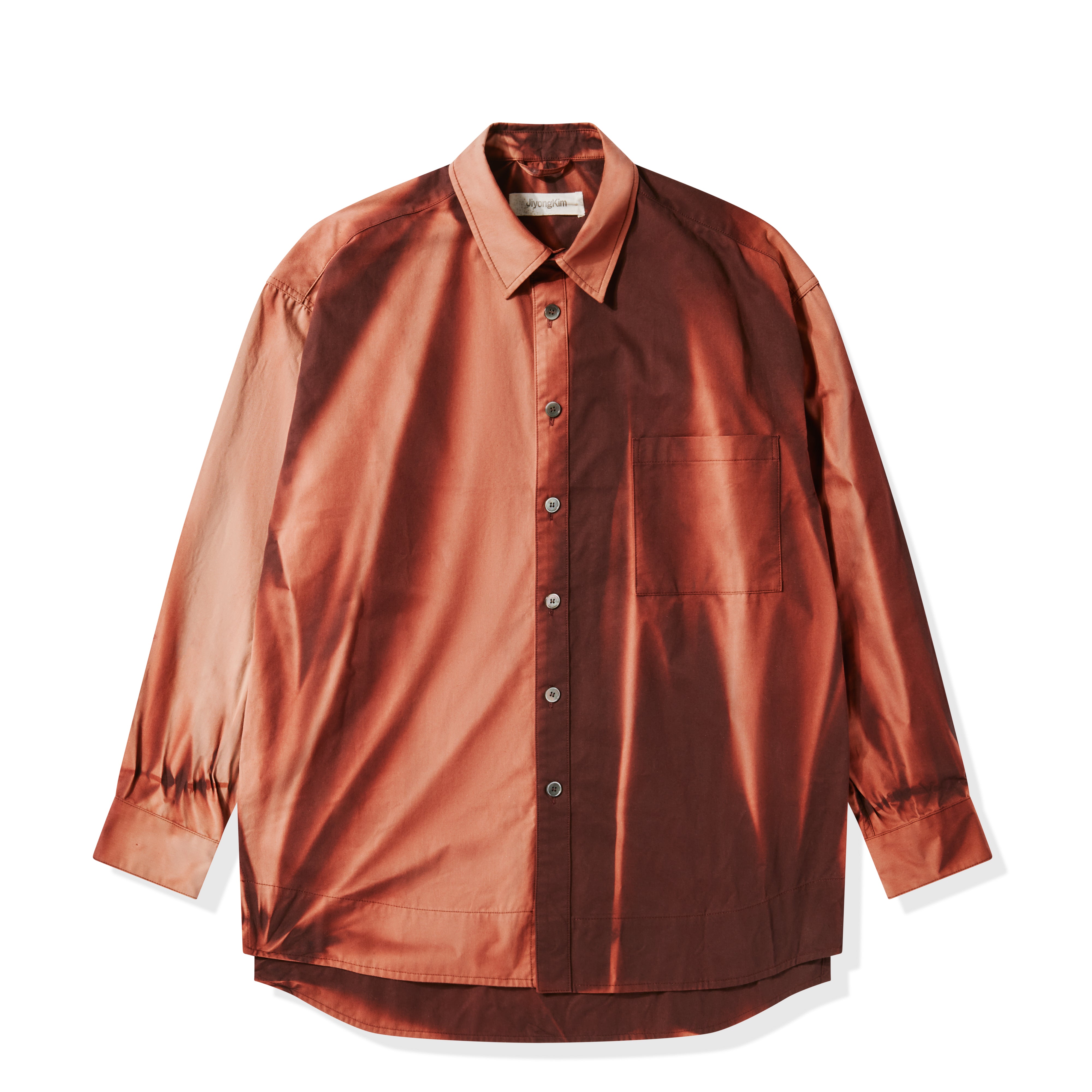 JiyongKim: Men's Sun-Bleached Oversized Shirt (Burgundy) | Dover