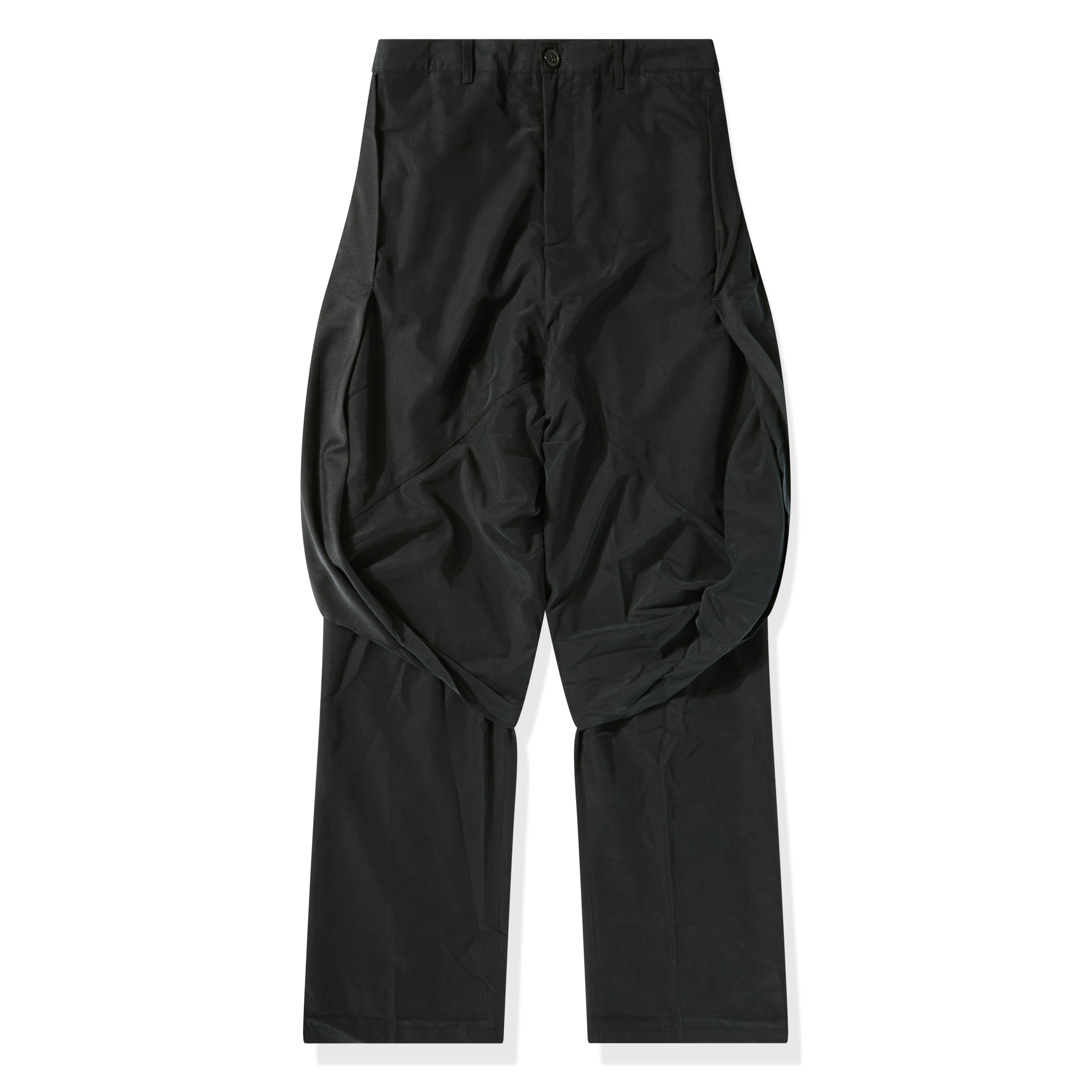 JiyongKim: Men's Layered Draped Trousers (Black) | DSML E-SHOP
