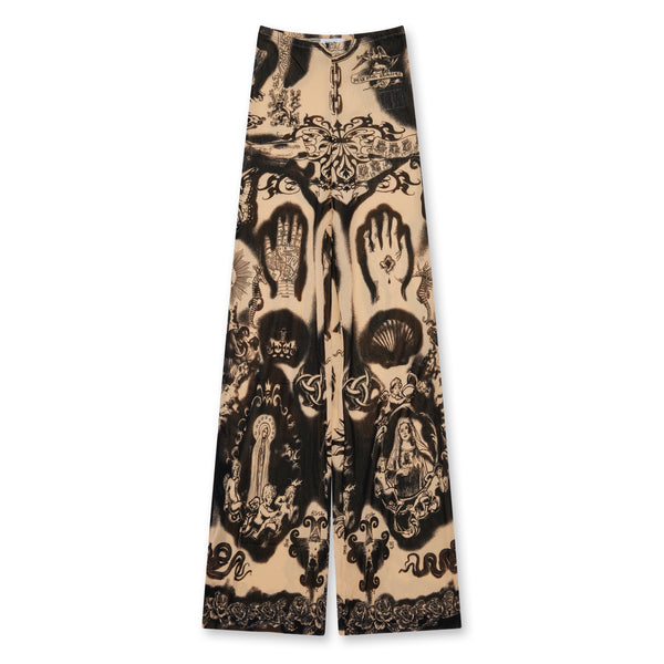 Jean Paul Gaultier - Women’s Flare Tattoo print Trousers - (Nude/Navy)