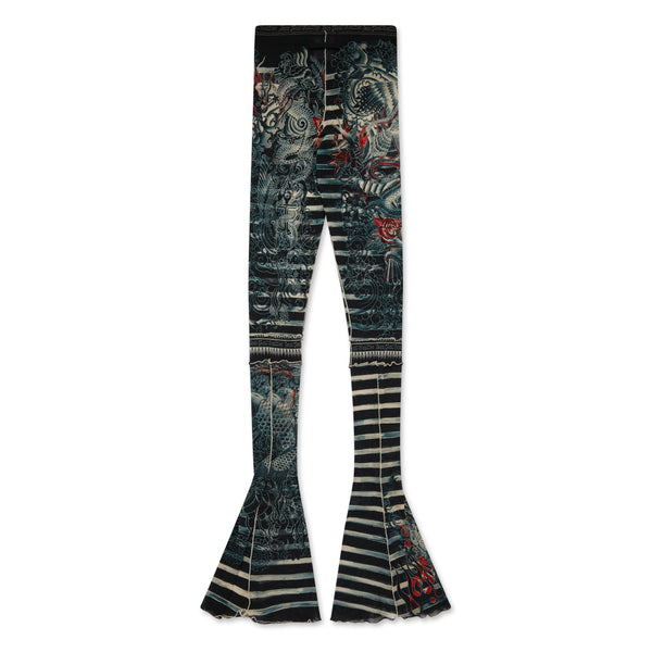 Jean Paul Gaultier - Women’s Flare Tattoo Print Trousers - (Navy/Blue/White)