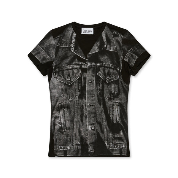 Jean Paul Gaultier - Women’s Denim Print Crew Neck T-Shirt - (Black)