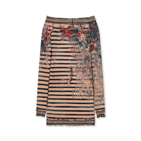 Jean Paul Gaultier - Women’s Tattoo Print Dress - (Nude/Blue/Red)