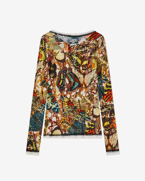 Jean Paul Gaultier - Women’s Butterfly Print Mesh Top - (Yellow)