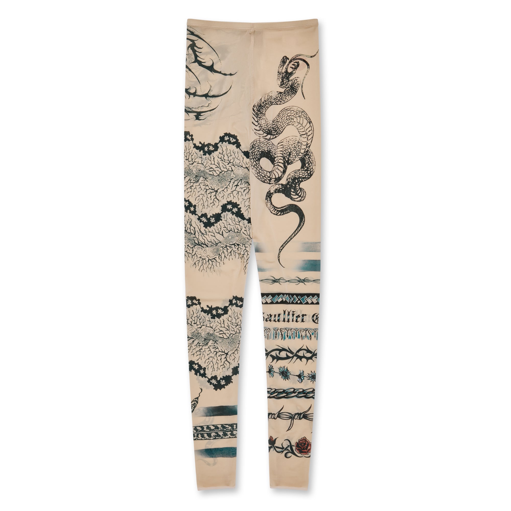 Jean Paul Gaultier - KNWLS Women’s Trompe L’Oeil Tattoo Print Leggings - (Nude/Grey/Black) view 5