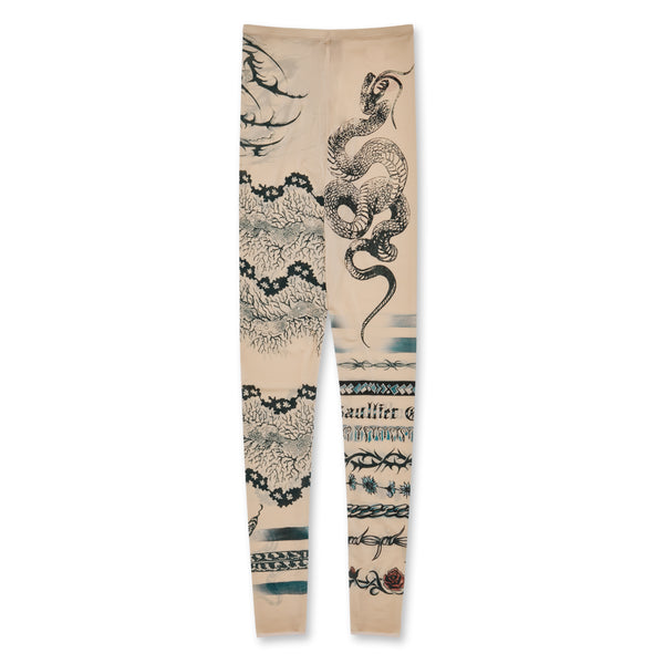 Jean Paul Gaultier - KNWLS Women’s Trompe L’Oeil Tattoo Print Leggings - (Nude/Grey/Black)