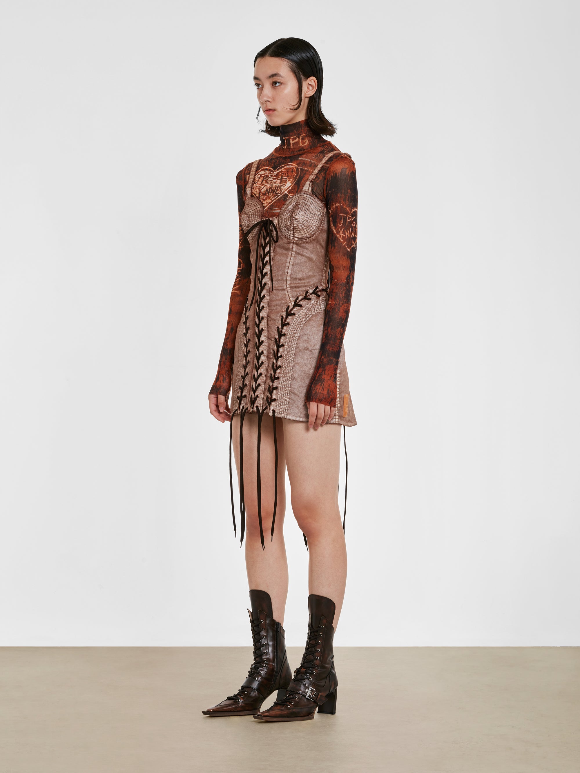 Jean Paul Gaultier - KNWLS Women’s Conical Laced Dress - (Brown/Ecru) view 2