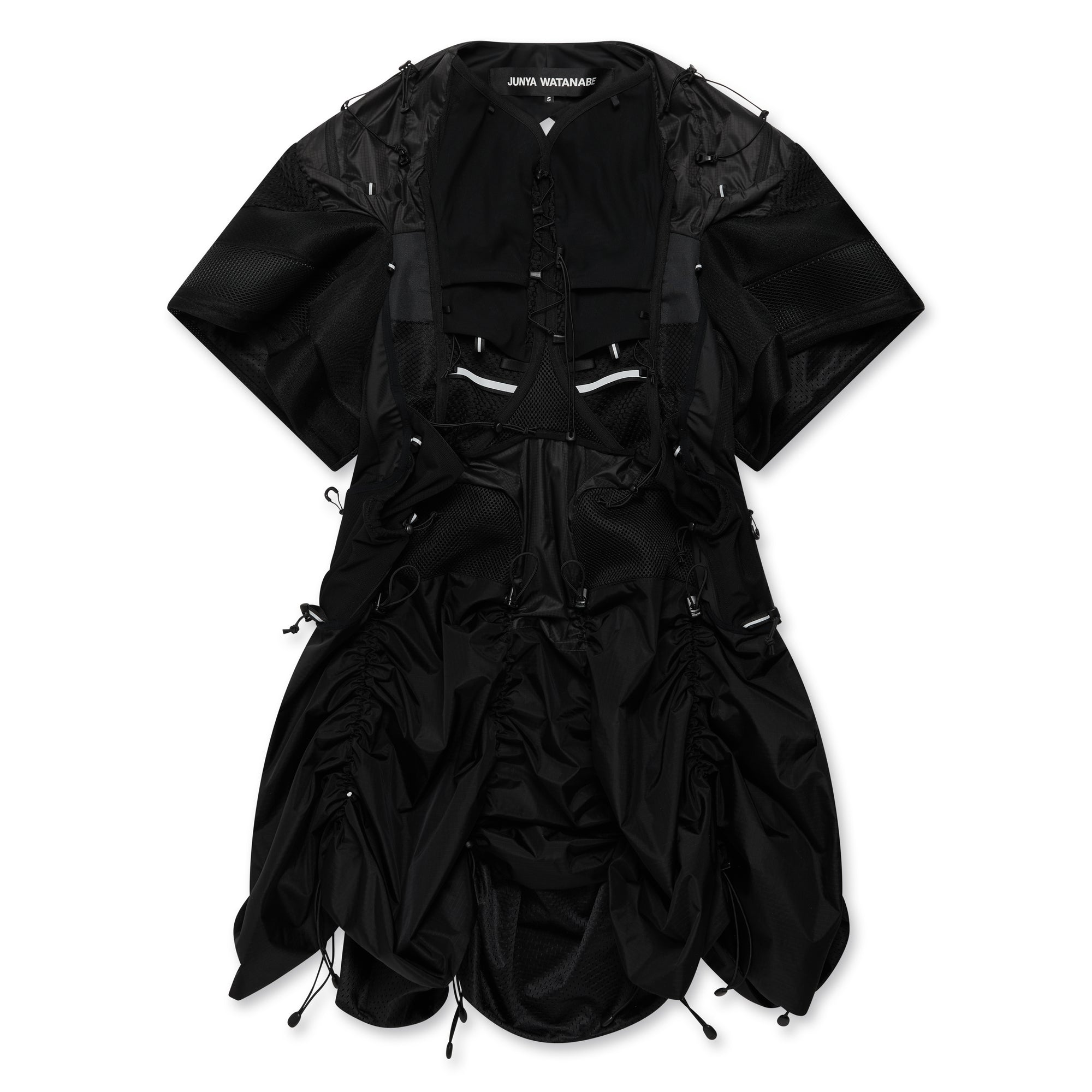 Junya Watanabe - Women’s Drawcord Mesh Dress - (Black Mix) view 4