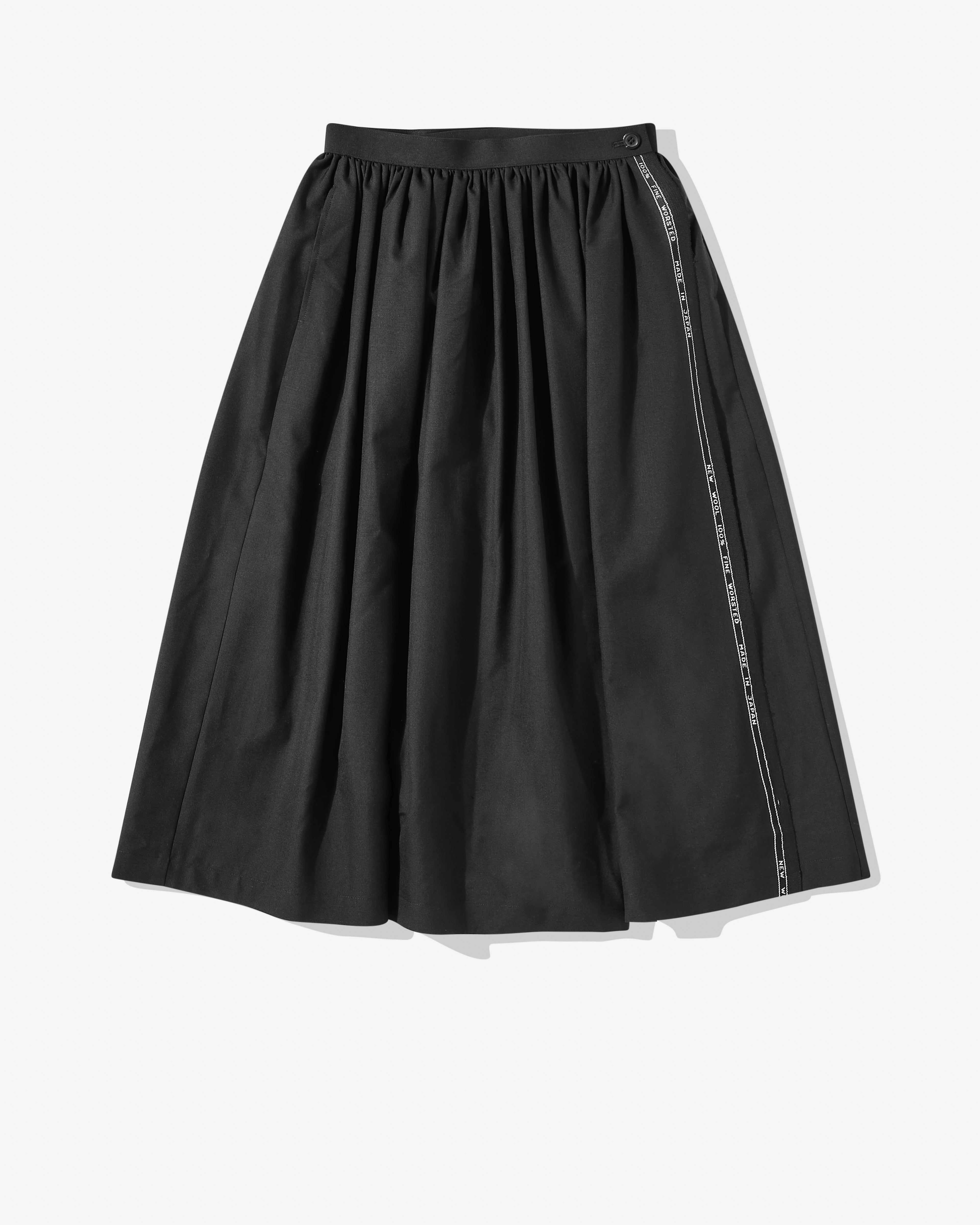 Junya Watanabe: Women's Wool Mid Length Skirt (Black) | Dover