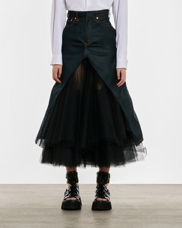 Junya Watanabe - Women’s Polyester Nylon Skirt - (Indigo/Black)
