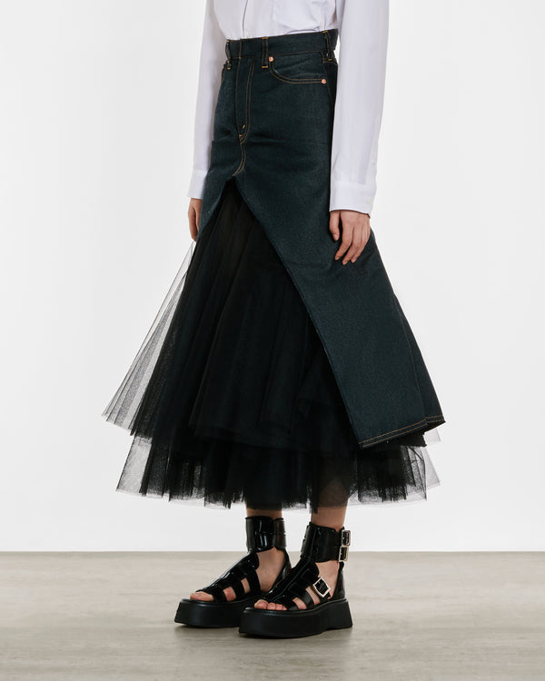 Junya Watanabe - Women’s Polyester Nylon Skirt - (Indigo/Black)