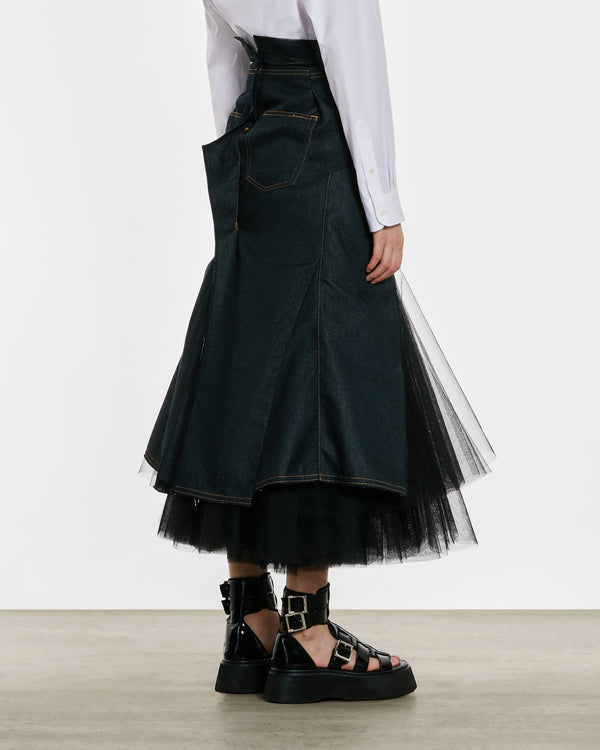 Junya Watanabe - Women’s Polyester Nylon Skirt - (Indigo/Black)