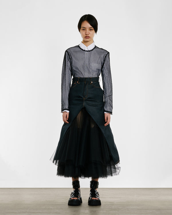 Junya Watanabe - Women’s Polyester Nylon Skirt - (Indigo/Black)