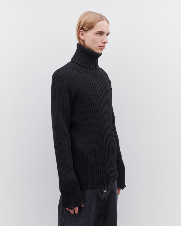 Junya Watanabe MAN - Men’s Raw Edge Turtle Neck Sweater - (Black)