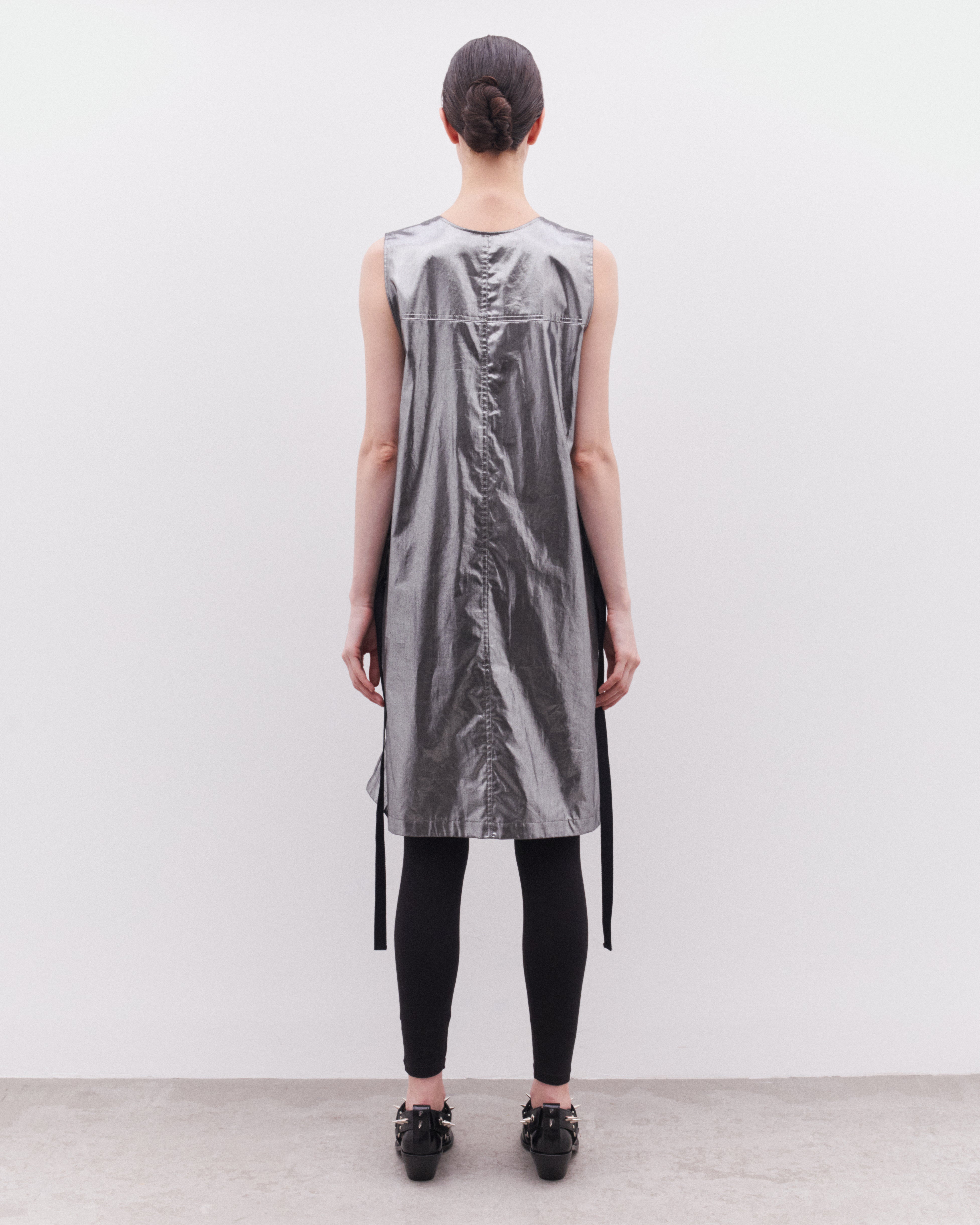 Junya Watanabe: Women's Foil Print Sleeveless Dress (Silver