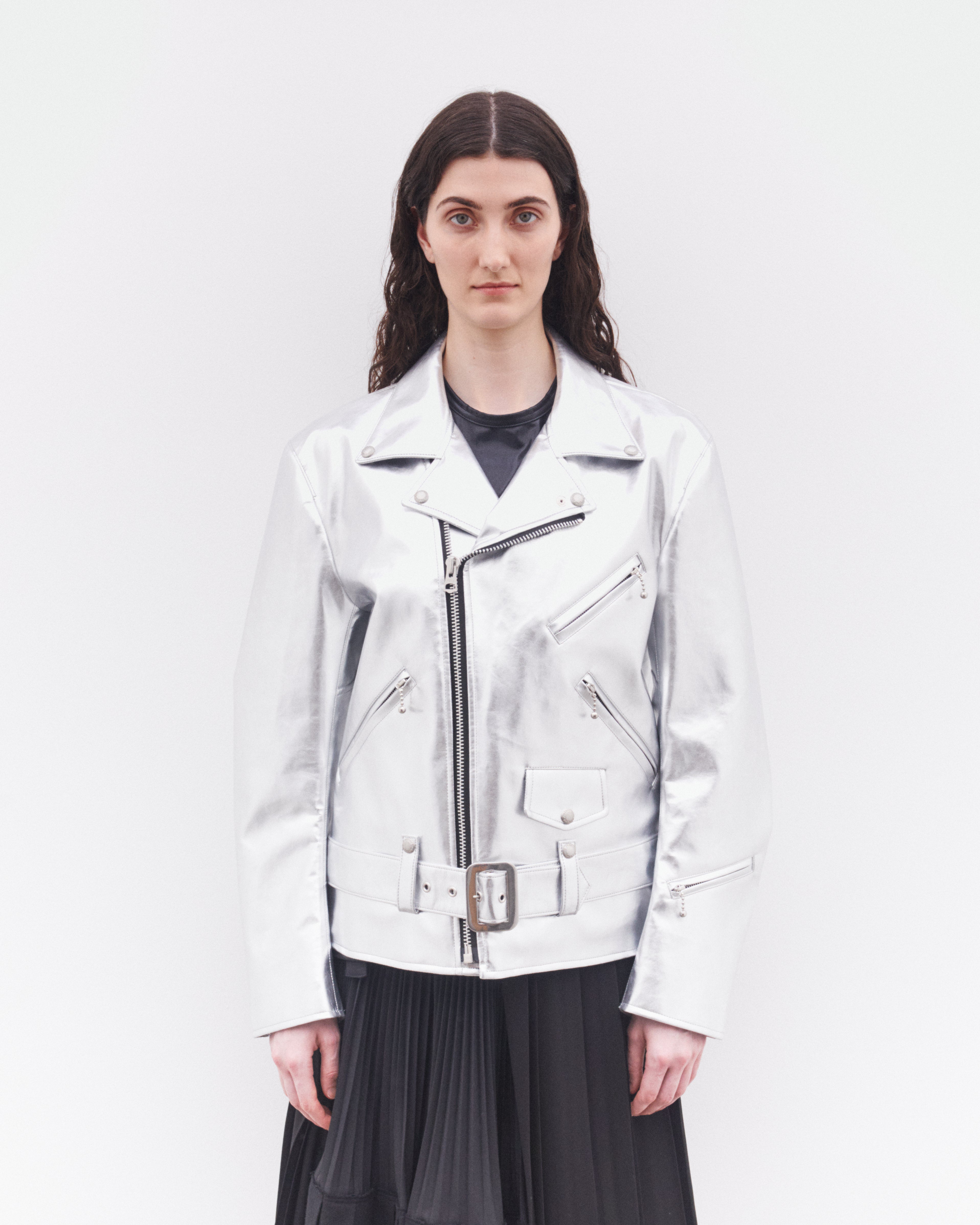 Junya Watanabe: Women's Aluminium Foiled Biker Jacket (Silver