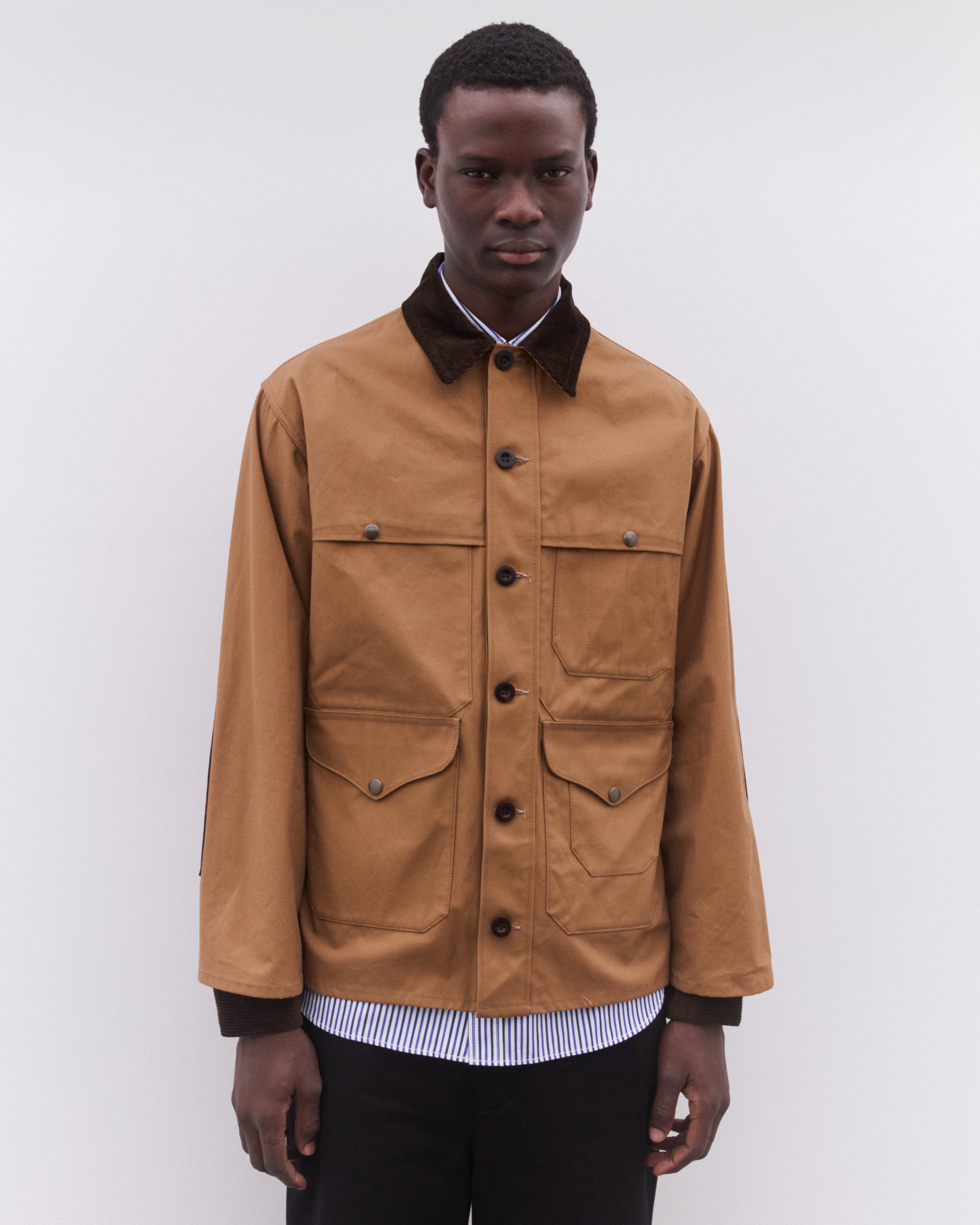 Junya Watanabe Man: Men's Check Panel Chore Jacket (Beige