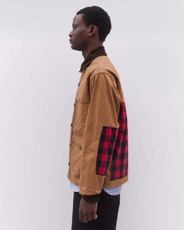 Junya Watanabe Man - Men’s Check Panel Chore Jacket - (Beige)