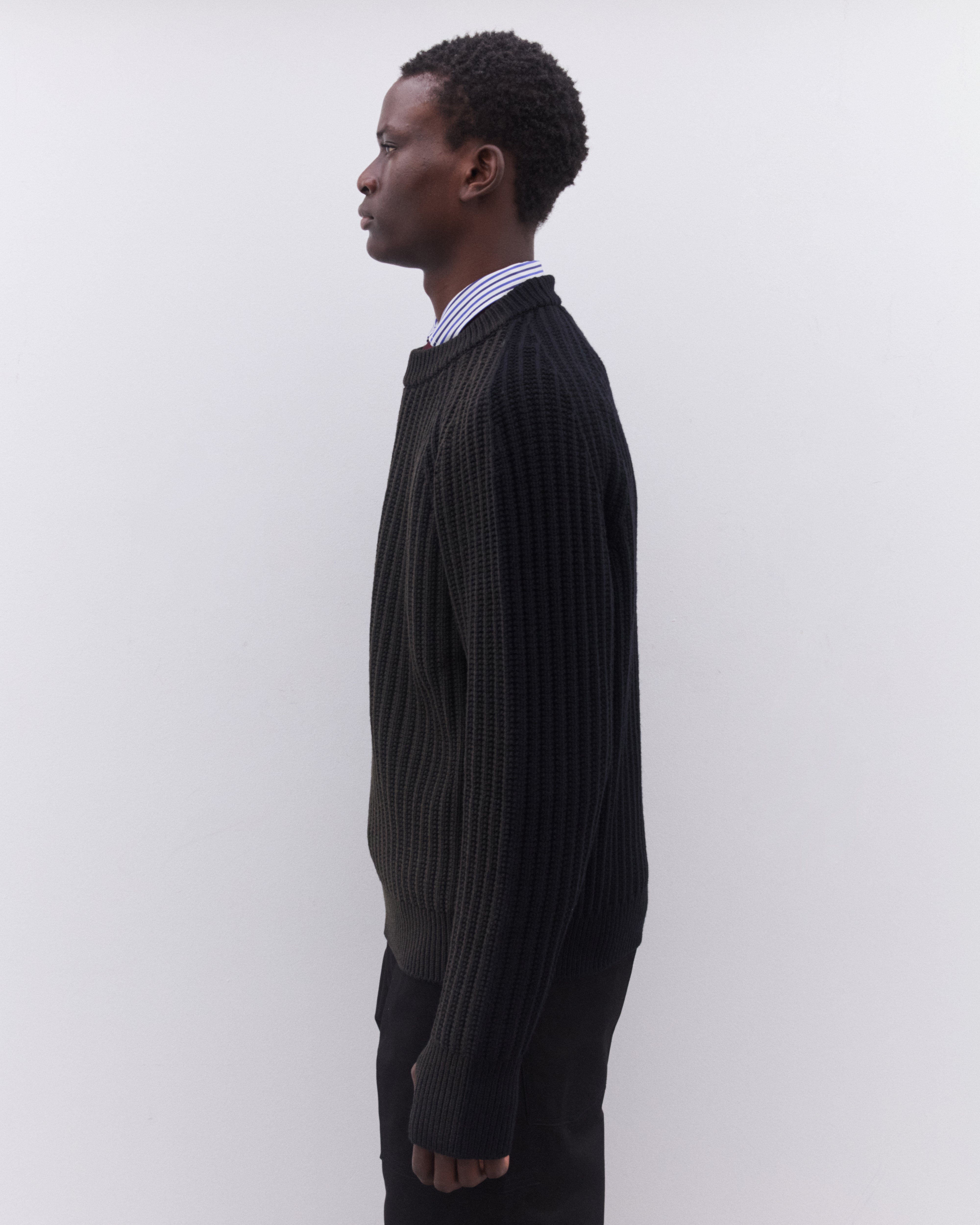 Junya Watanabe Man: Men's Heavy Rib Knit Sweater (Black) | DSML E-SHOP