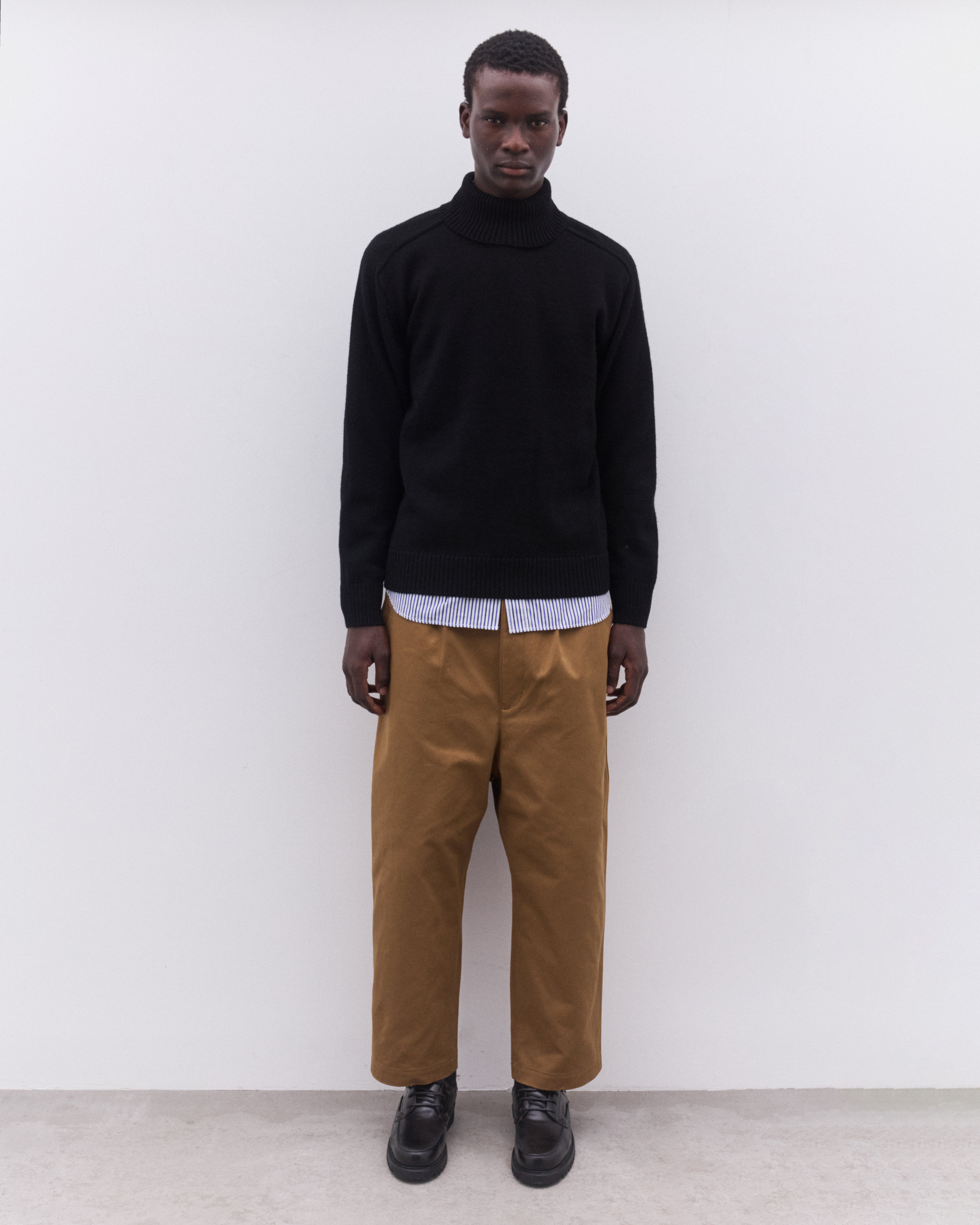 Junya Watanabe Man: Men's Roll Neck Sweater (Black) | Dover Street