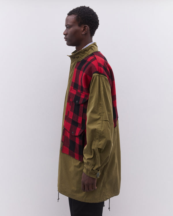 Junya Watanabe Man - Men’s Check Fishtail Parka - (Khaki)