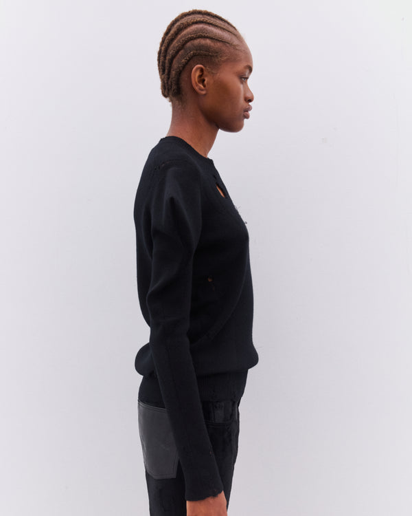 Junya Watanabe - Women’s Distressed Long Sleeve Knit Sweater - (Black)