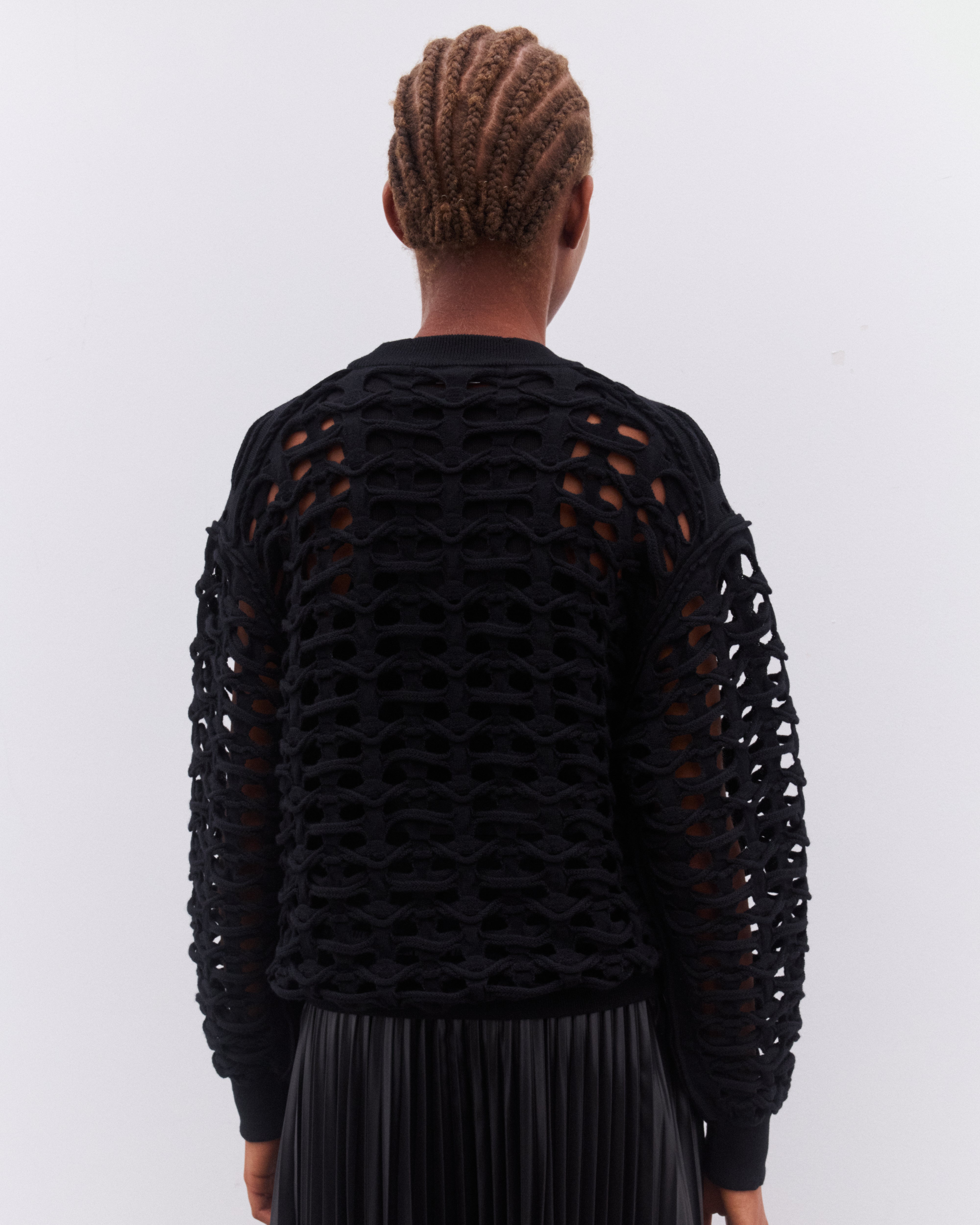 Junya Watanabe: Women's Open Knit Sweater (Black) | Dover Street