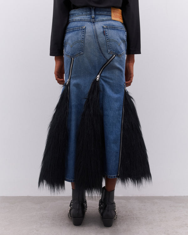 Junya Watanabe - Women’s Levi's Faux Fur Panelled Skirt - (Indigo/Black)