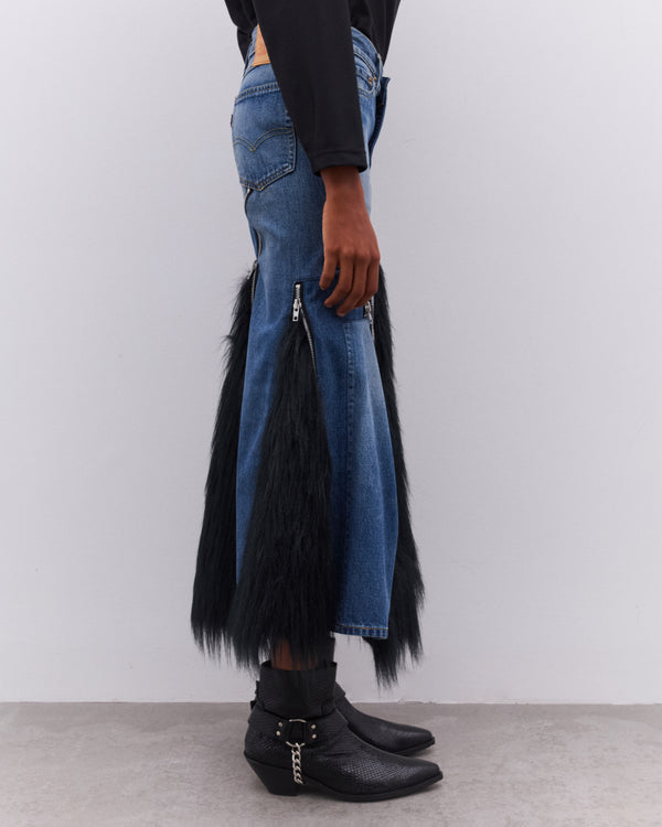 Junya Watanabe - Women’s Levi's Faux Fur Panelled Skirt - (Indigo/Black)