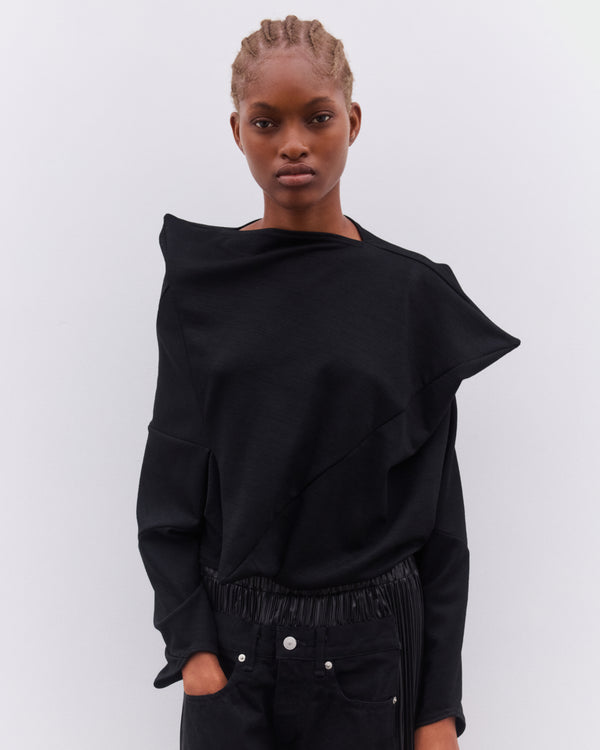 Junya Watanabe - Women’s Asymmetric Cropped T-Shirt - (Black)