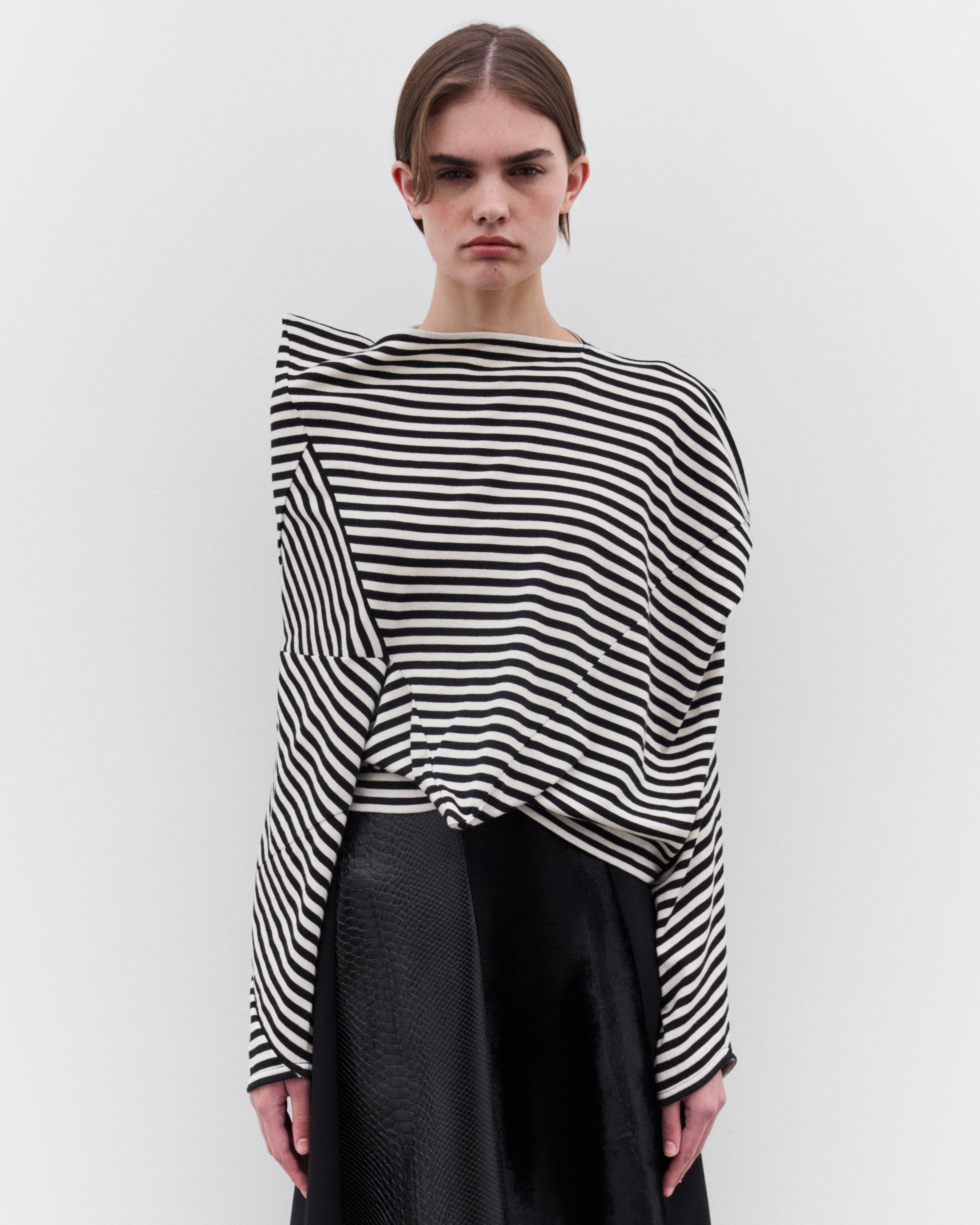 Junya Watanabe: Women's Striped Angular Long Sleeve T-Shirt