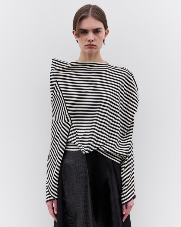 Junya Watanabe - Women’s Striped Angular Long Sleeve T-Shirt - (Black/White)