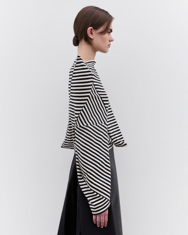 Junya Watanabe - Women’s Striped Angular Long Sleeve T-Shirt - (Black/White)