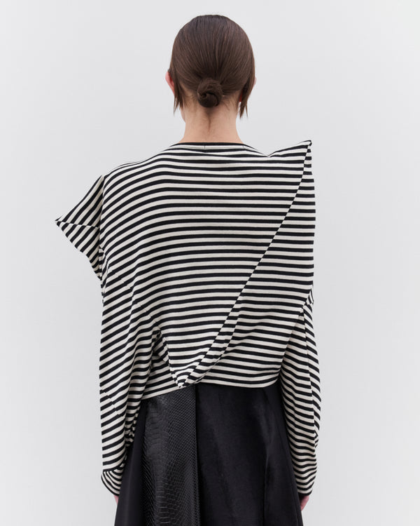 Junya Watanabe - Women’s Striped Angular Long Sleeve T-Shirt - (Black/White)