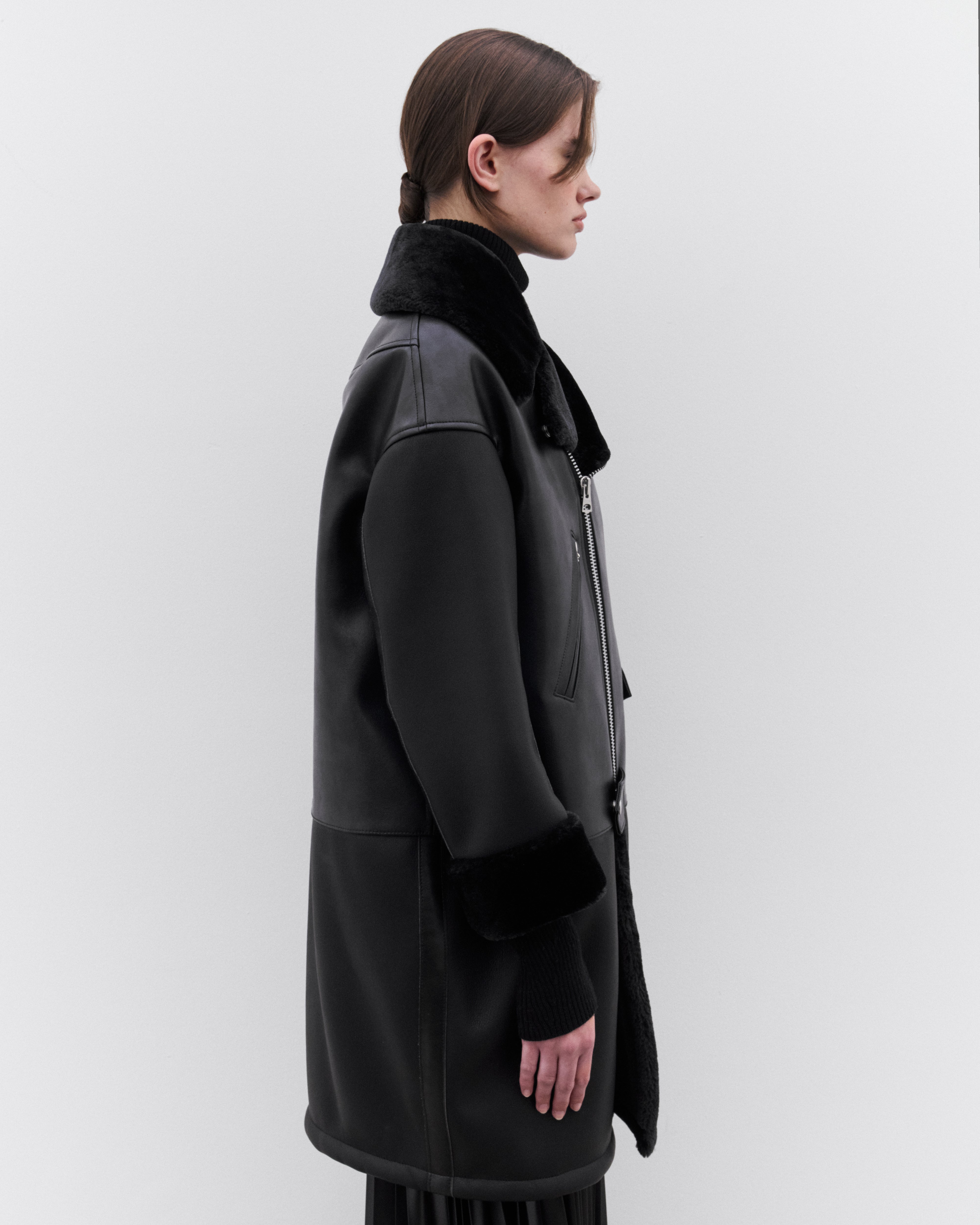 Junya Watanabe: Women's Faux Fur Trimmed Flight Jacket (Black