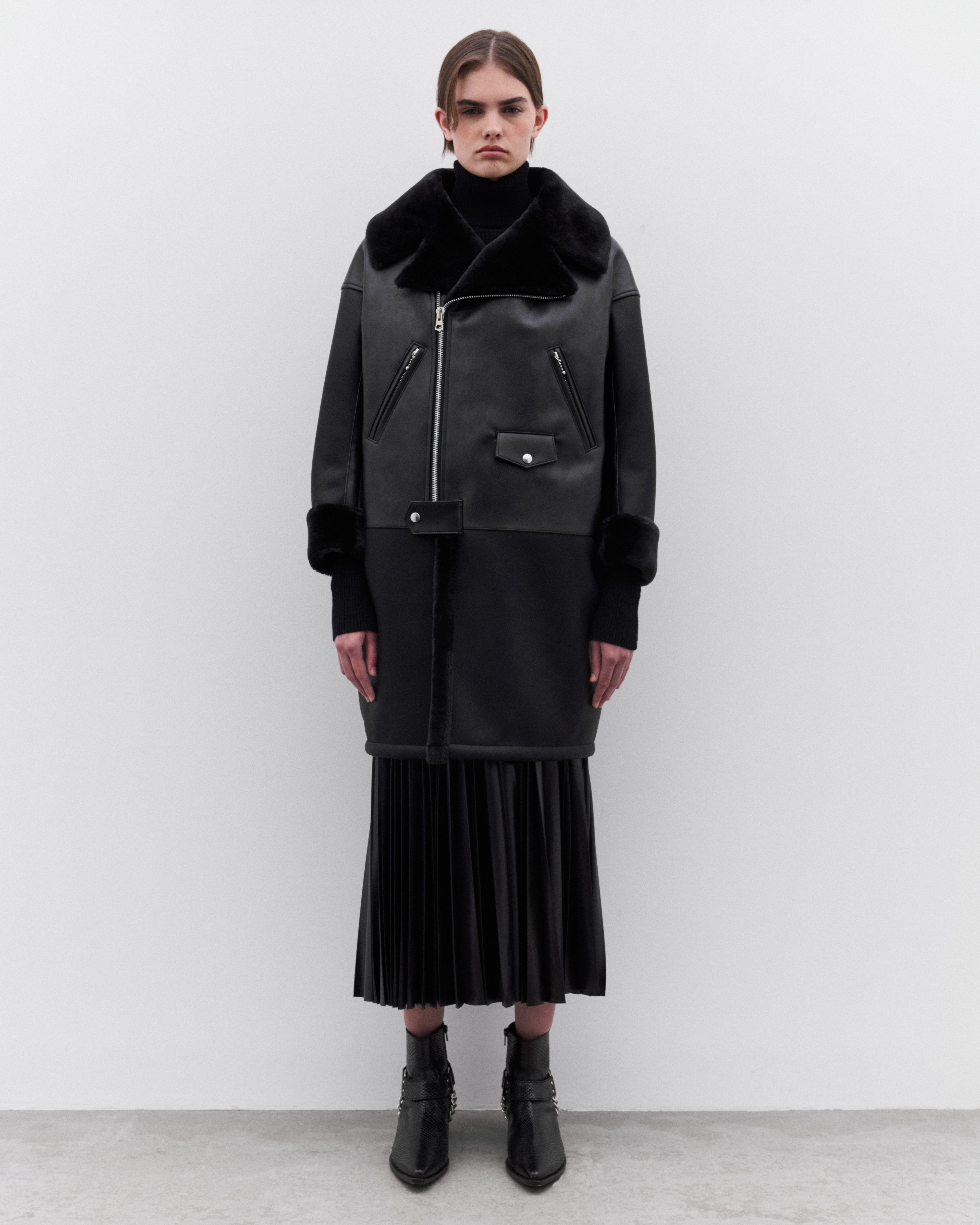 Junya Watanabe: Women's Faux Fur Trimmed Flight Jacket (Black