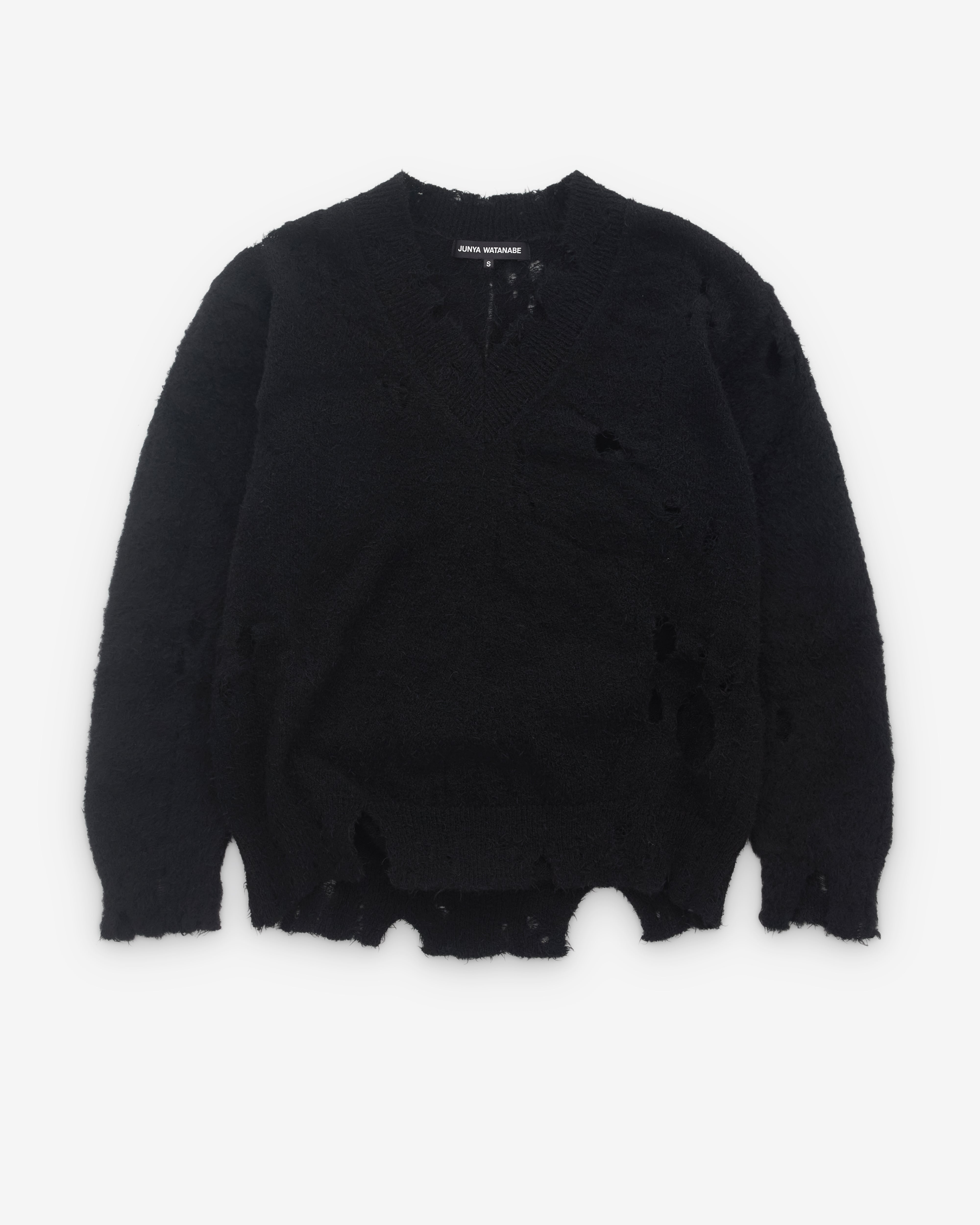 Junya Watanabe: Women's Distressed Sweater (Black) | Dover Street