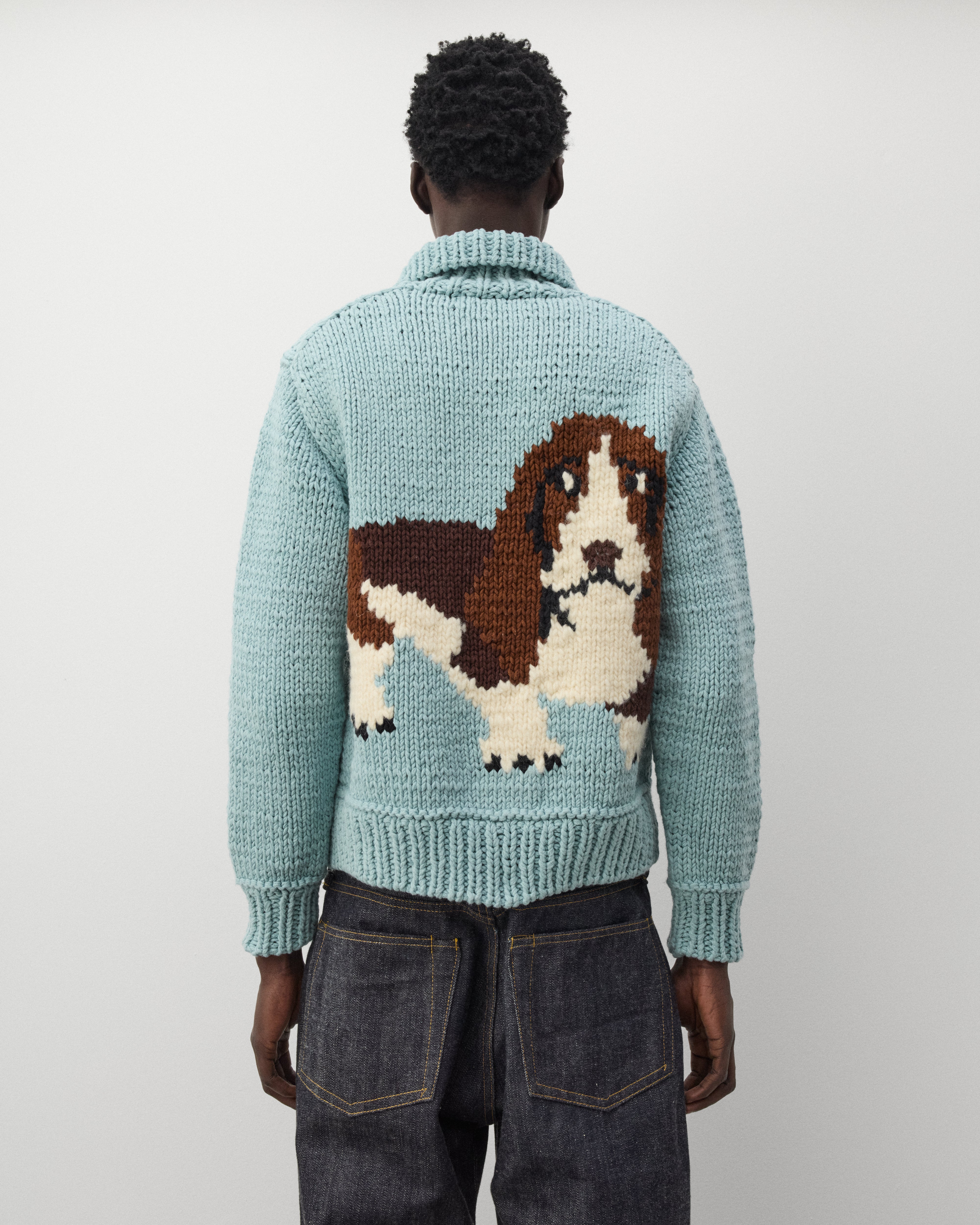 Junya Watanabe Man: Men's Dog Cardigan (Sax Blue) | Dover Street
