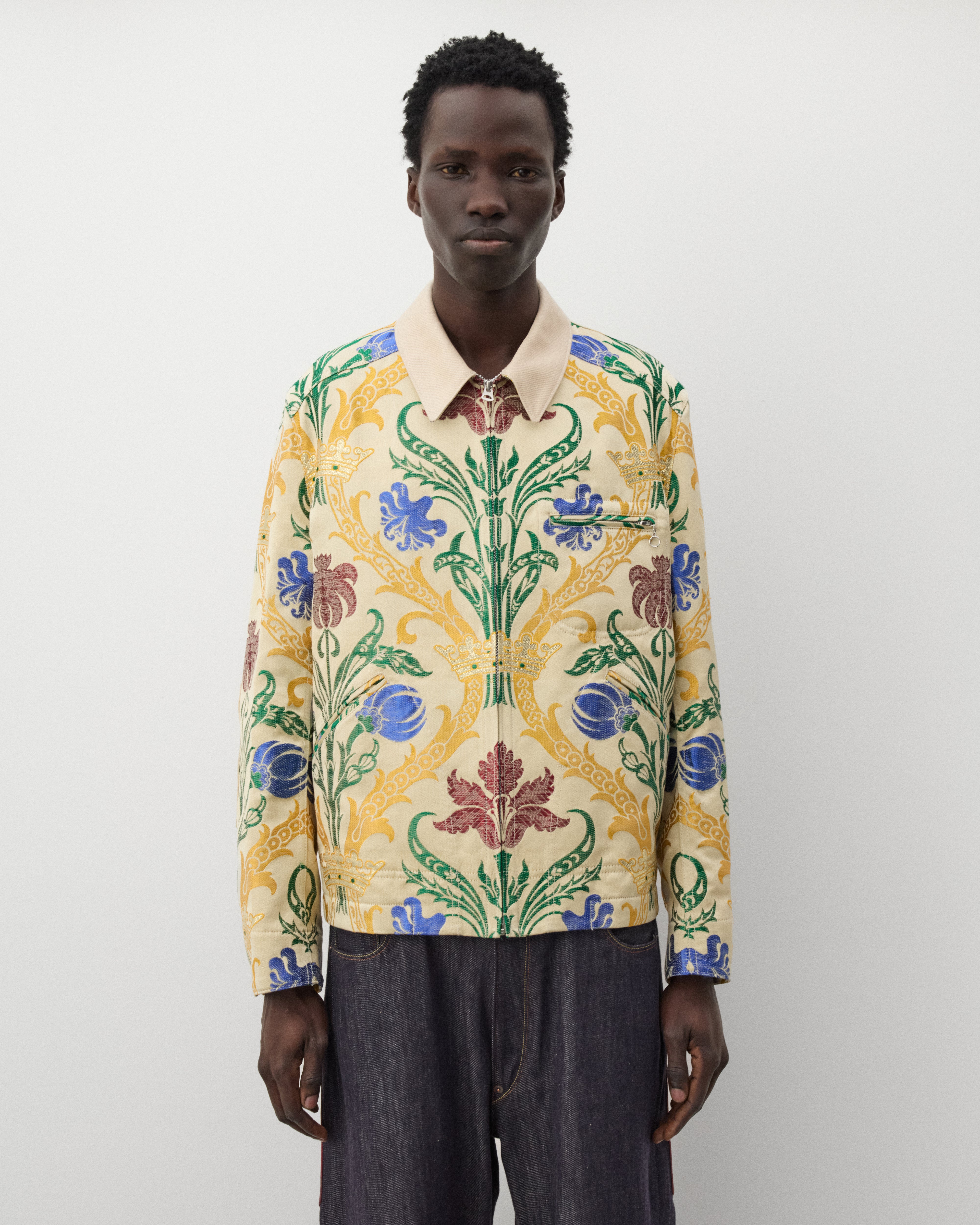 Junya Watanabe Man: Men's Jacquard Work Jacket (Natural/Yellow