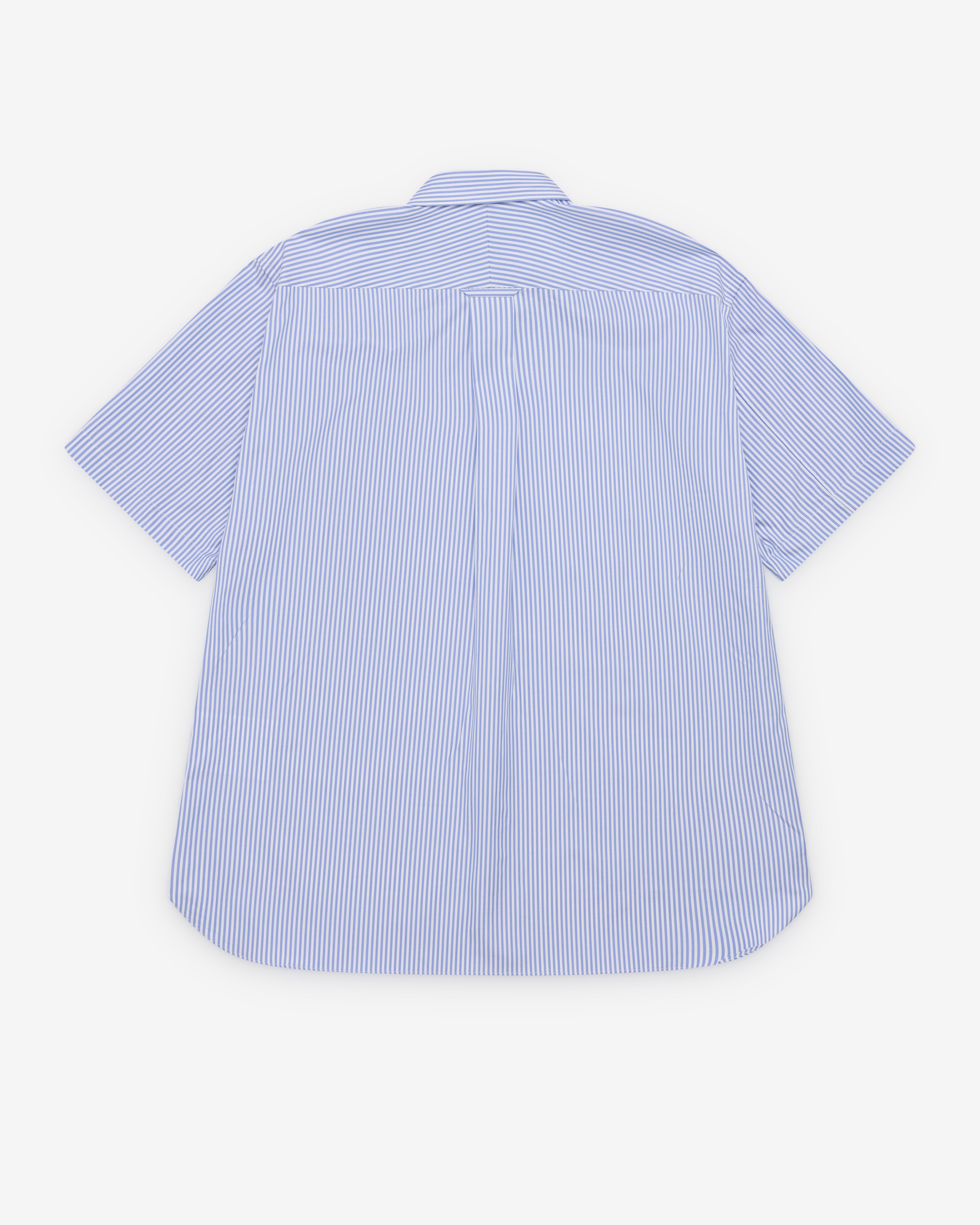 Junya Watanabe MAN: Men's Patchwork Short Sleeve Shirt (White/Sax