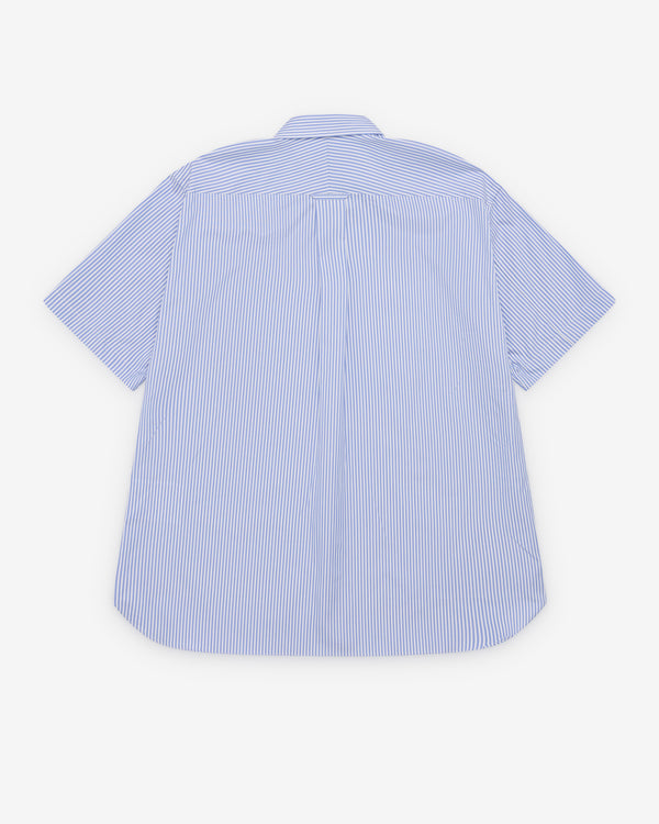 Junya Watanabe MAN - Men's Patchwork Short Sleeve Shirt - (White/Sax Blue)