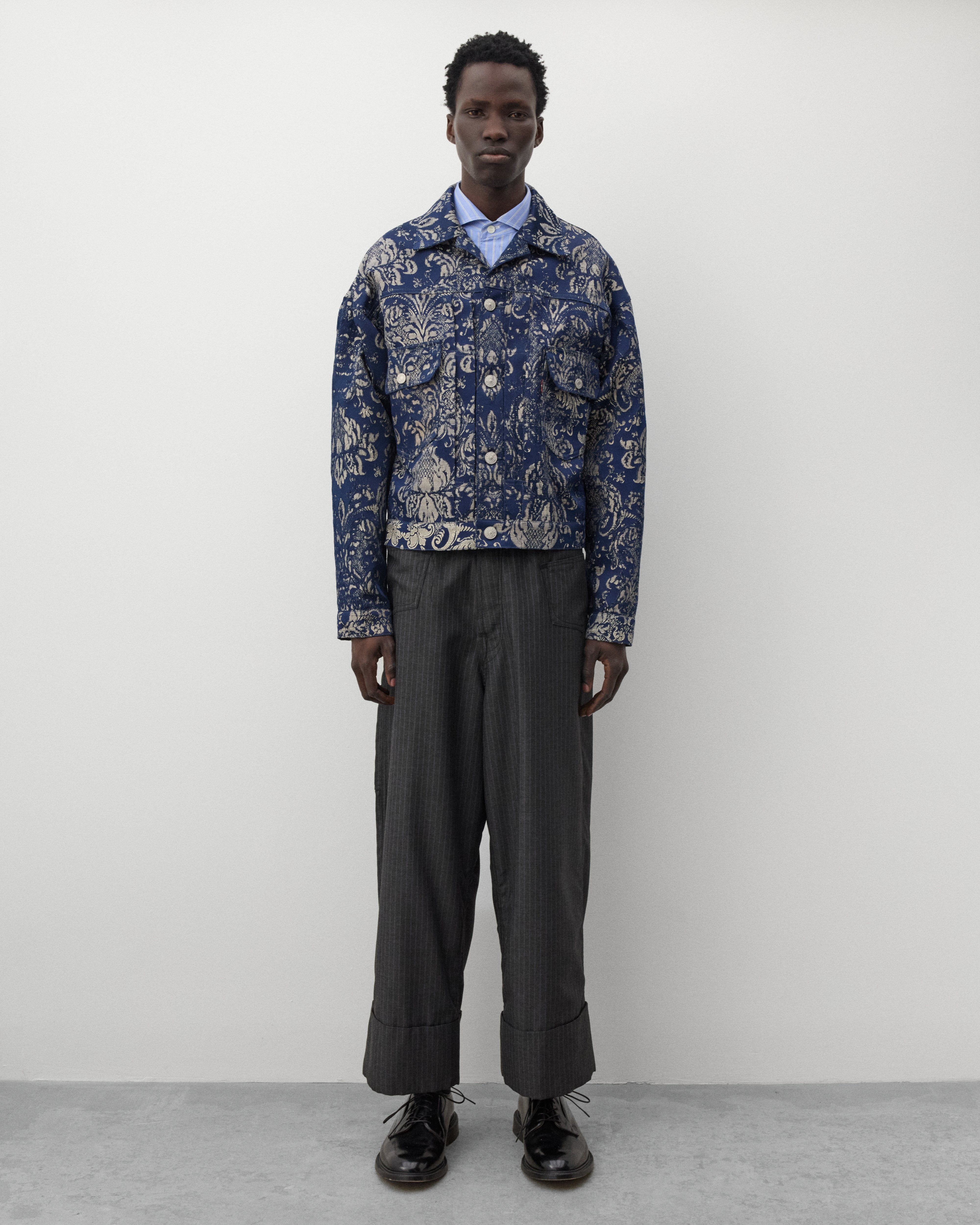 Junya Watanabe Man: Men's Levi's Pinstripe Trousers (Charcoal