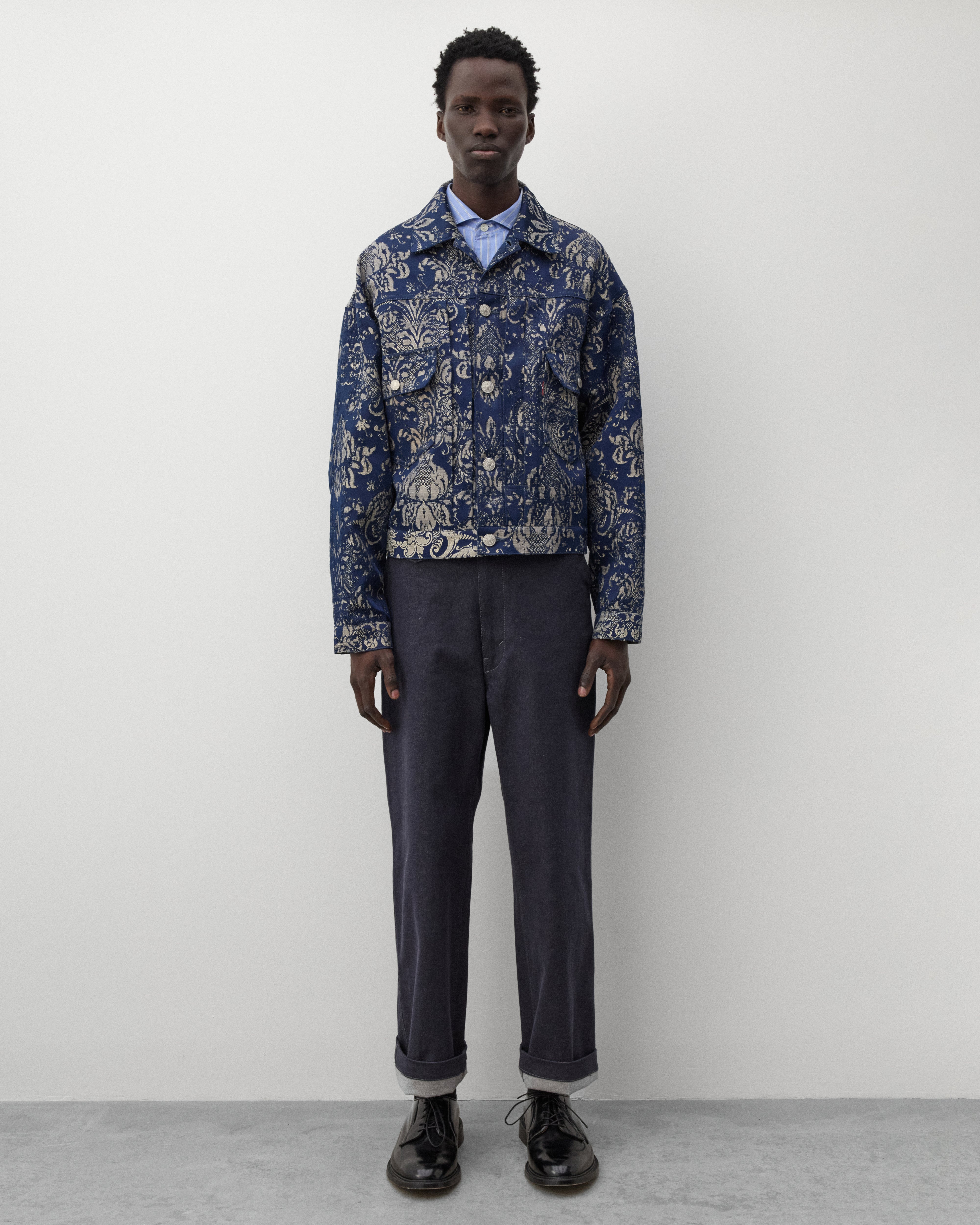 Junya Watanabe Man: Men's Levi's Jacquard Jacket (Navy/Beige