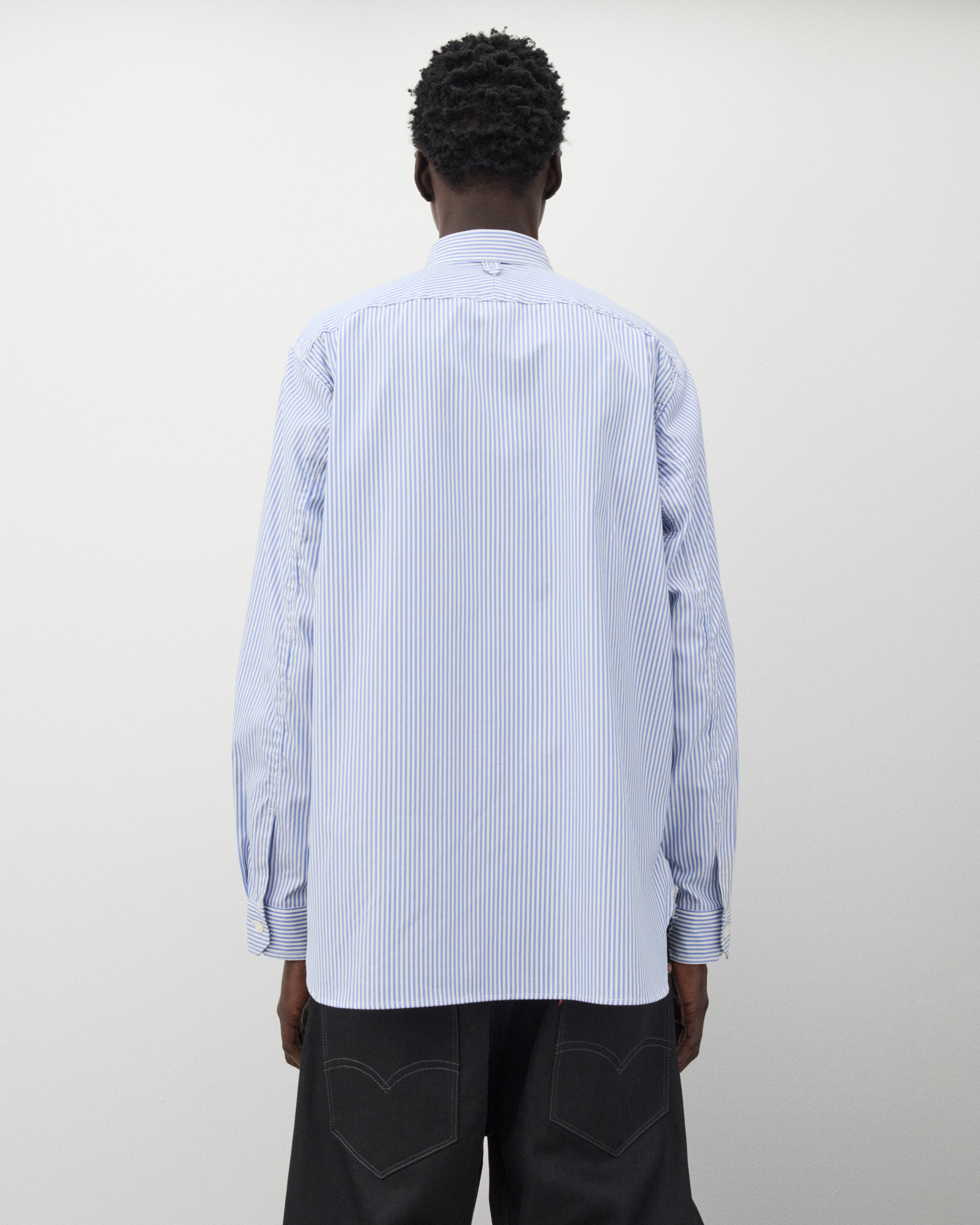 Junya Watanabe MAN: Men's Stripe Work Shirt (Blue/White) | Dover