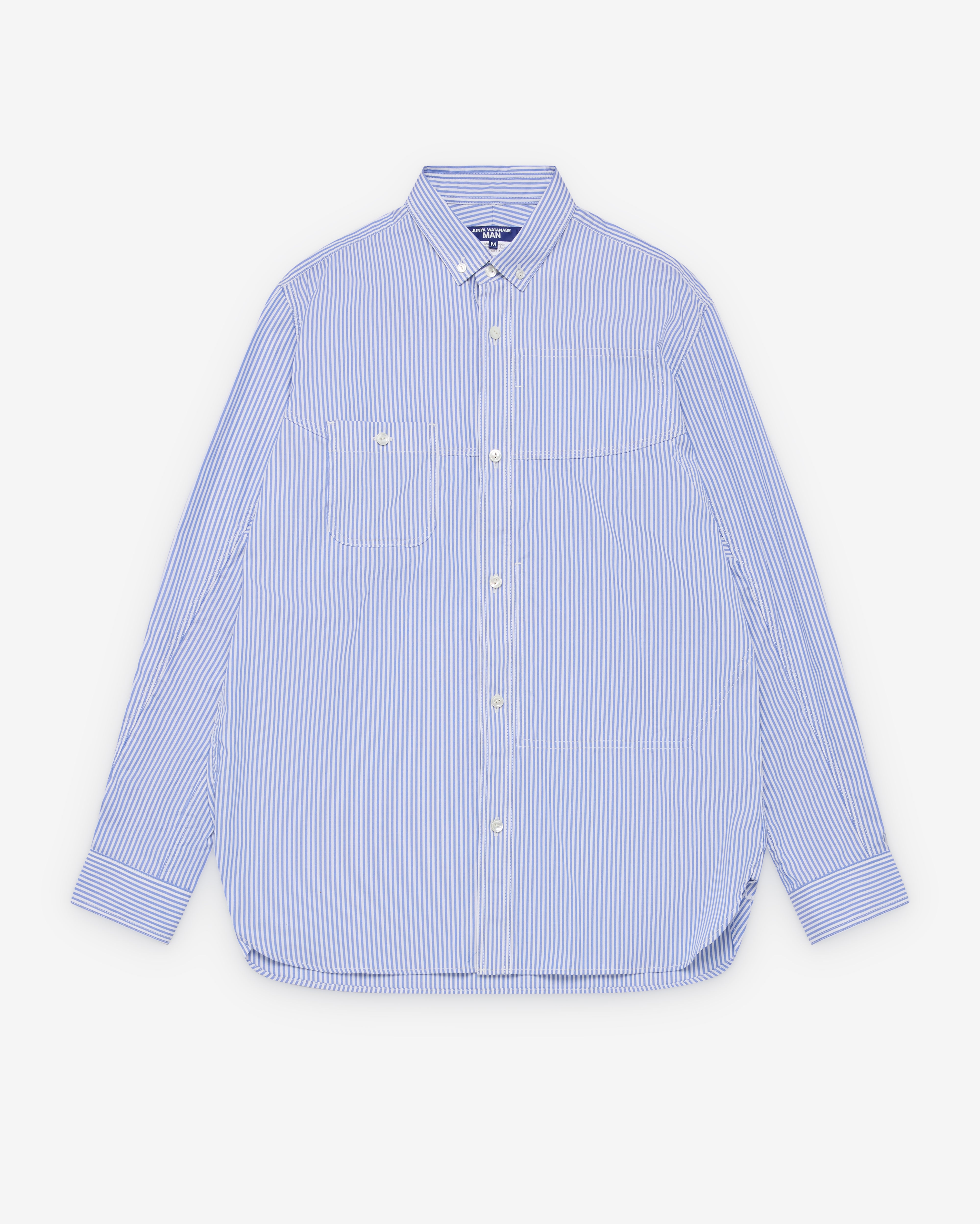 Junya Watanabe MAN: Men's Stripe Work Shirt (Blue/White) | Dover