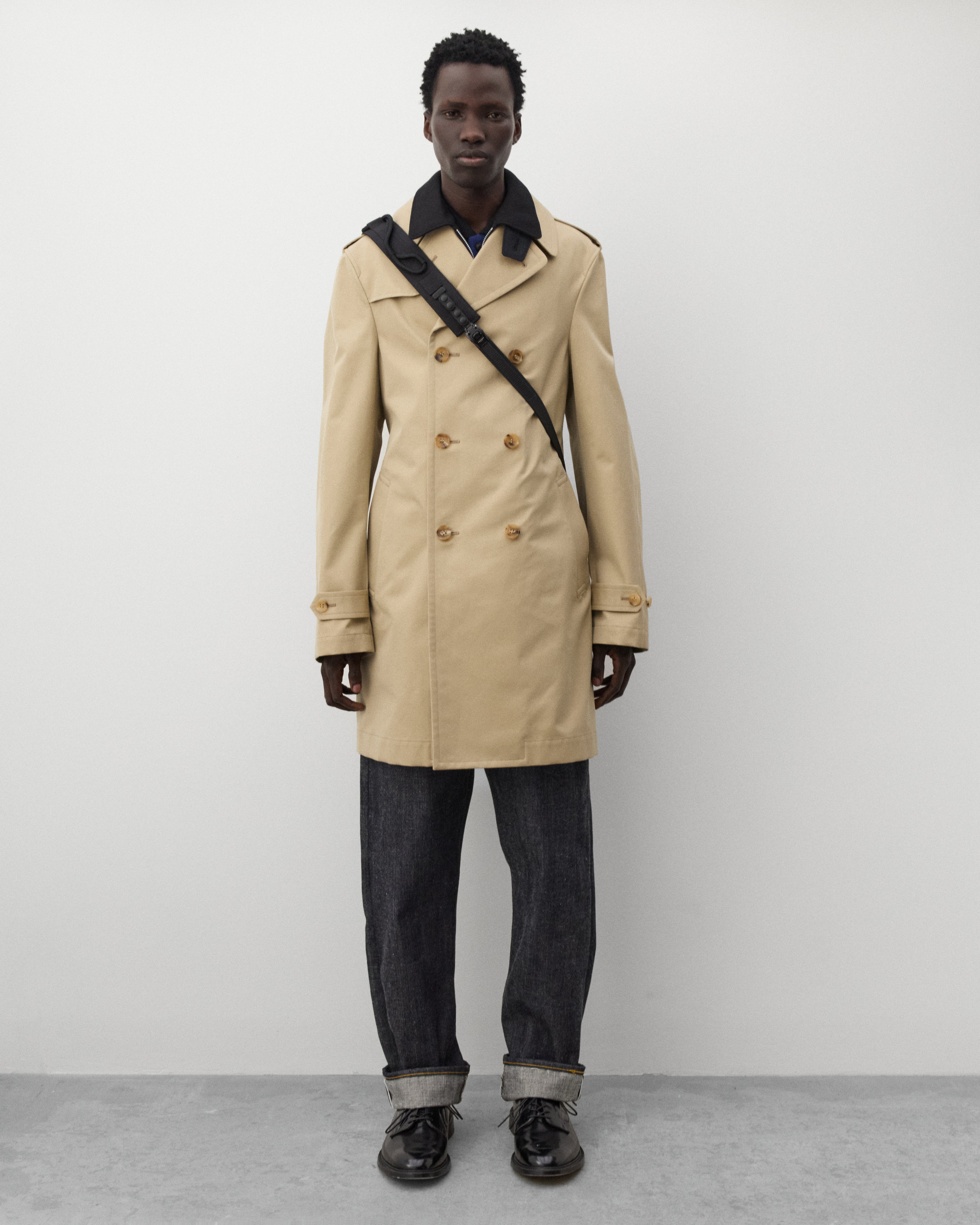 Junya Watanabe Man: Men's Double Layered Coat (Beige/Dark Brown