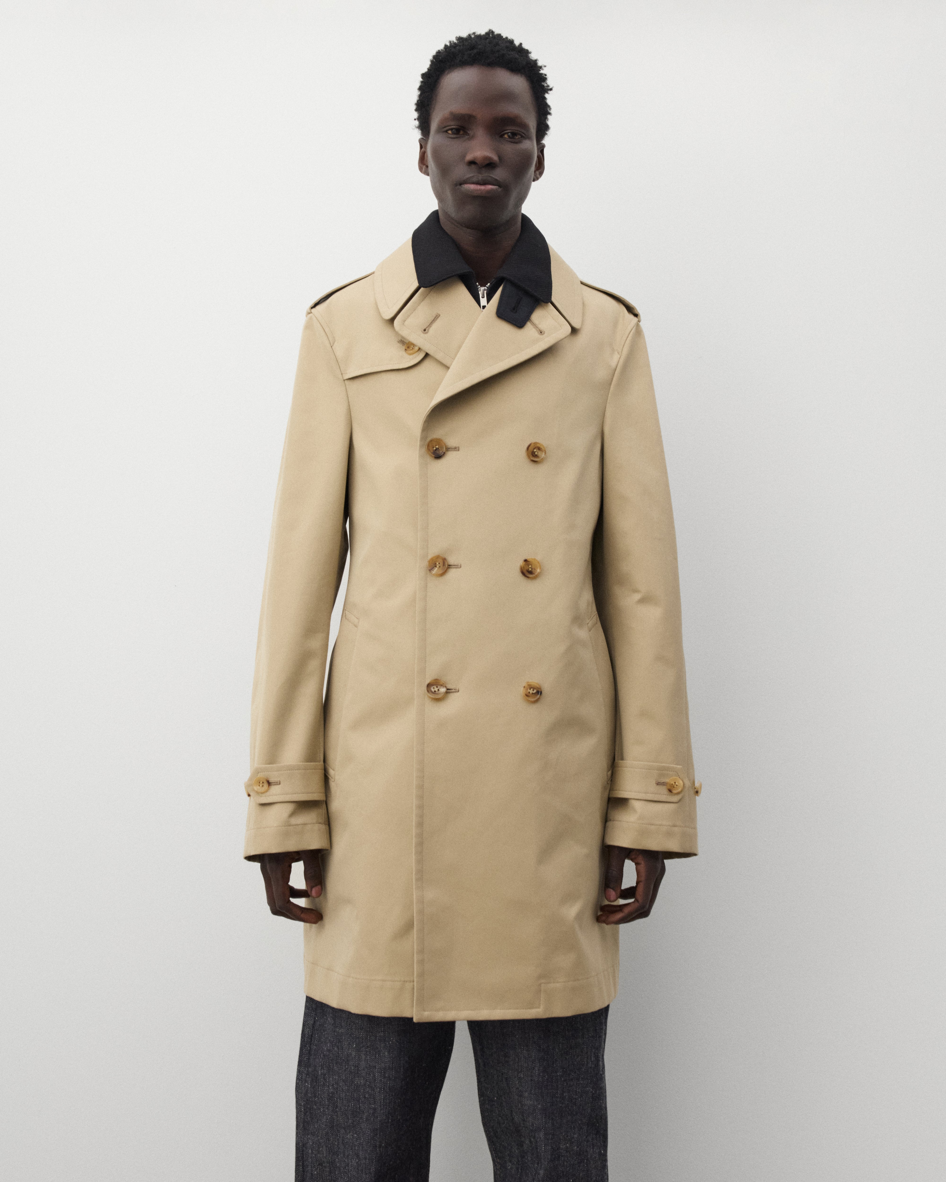 Junya Watanabe Man: Men's Double Layered Coat (Beige/Dark Brown