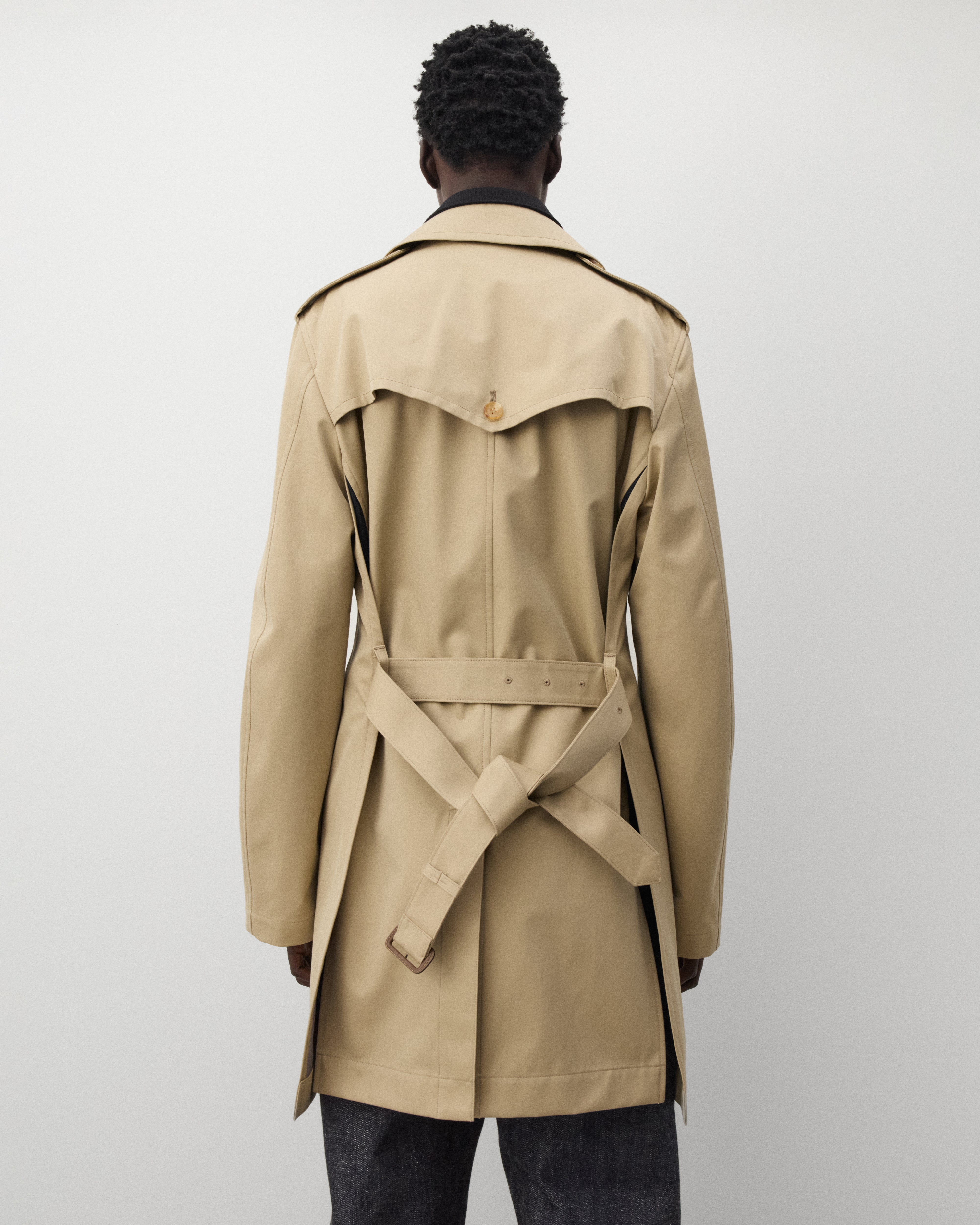 Junya Watanabe Man: Men's Double Layered Coat (Beige/Dark Brown